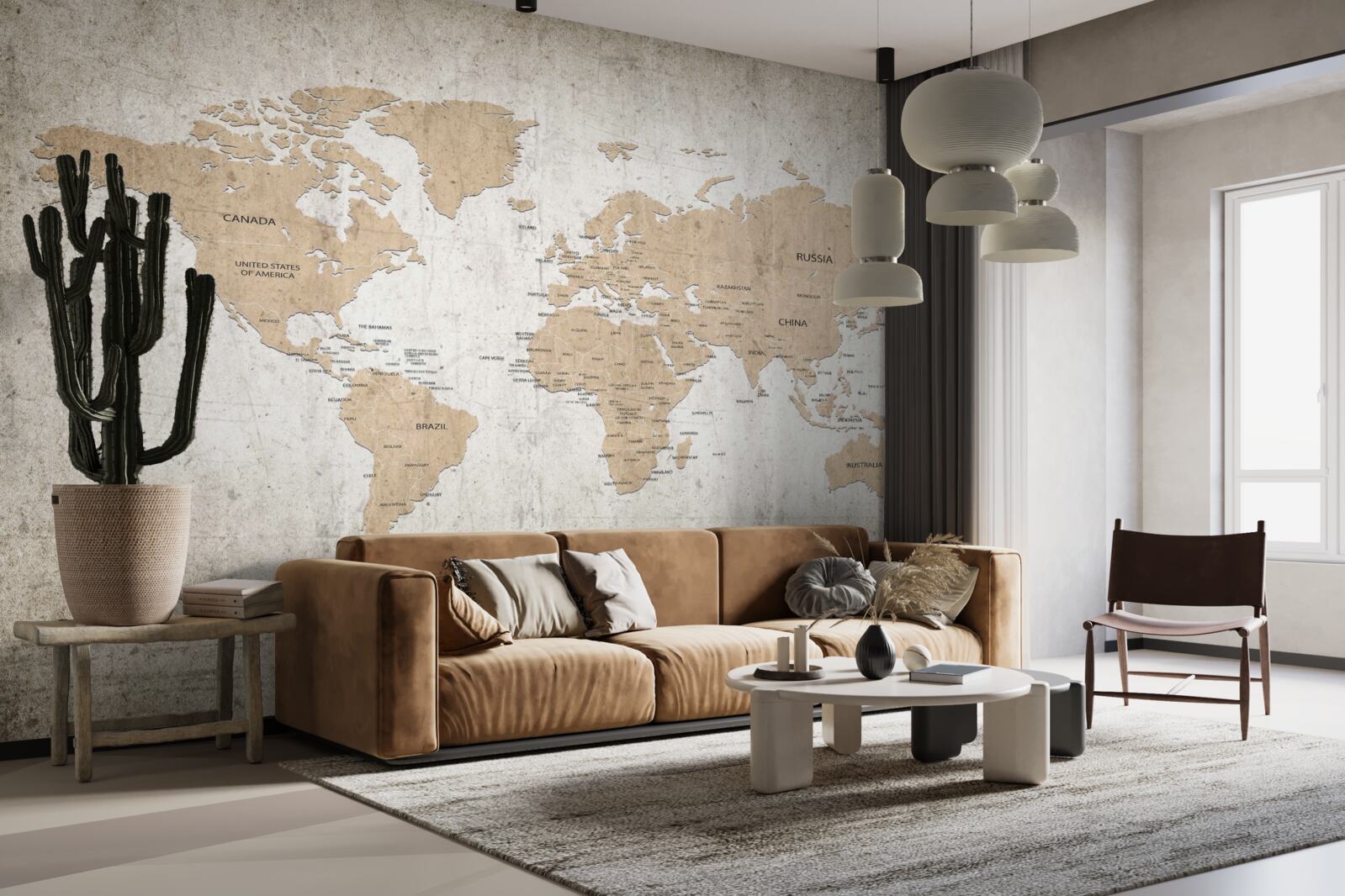 Fototapeta umiarkowany geograficzny obraz świata na ścianie