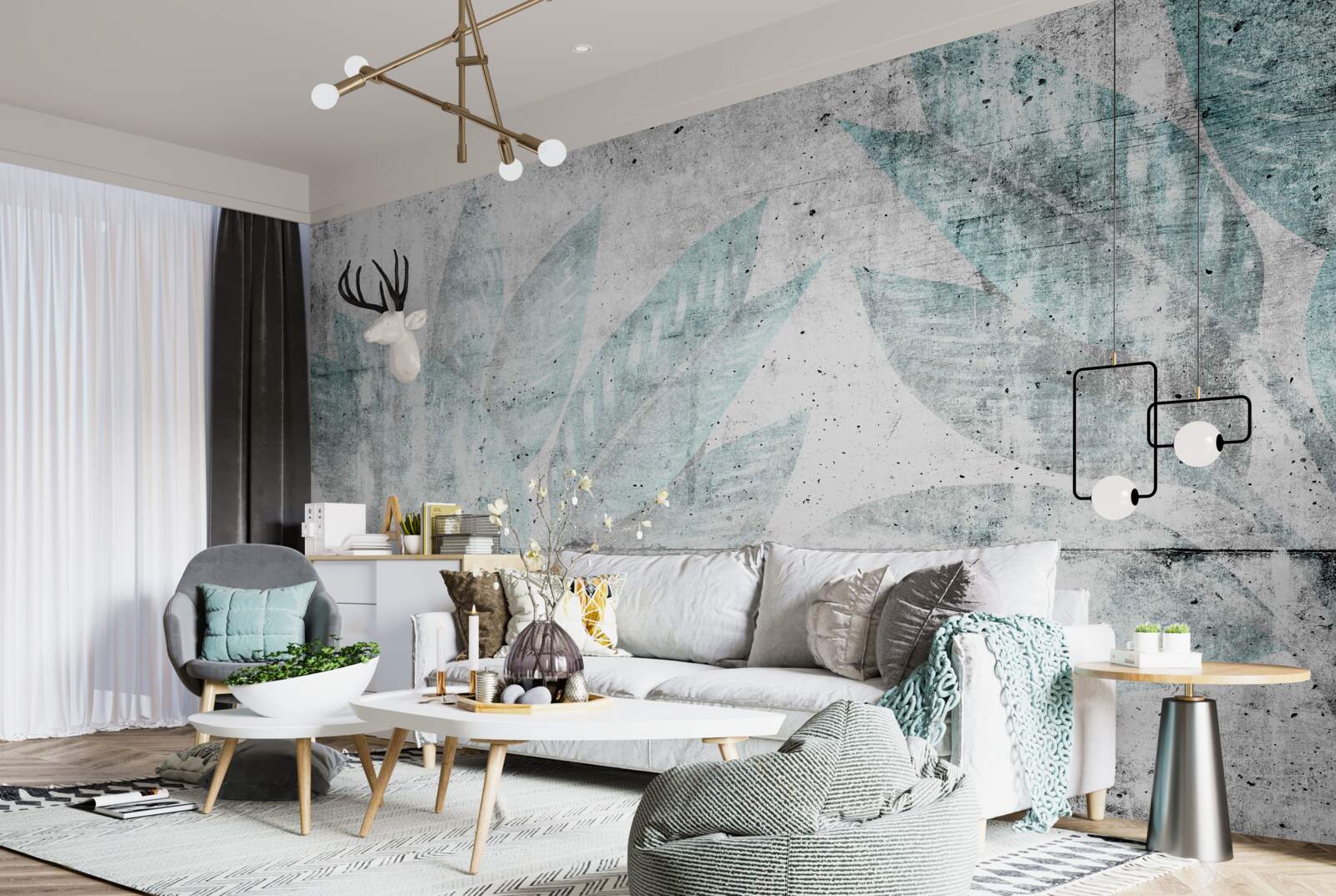 Fototapeta odciski dużych jesiennych liści