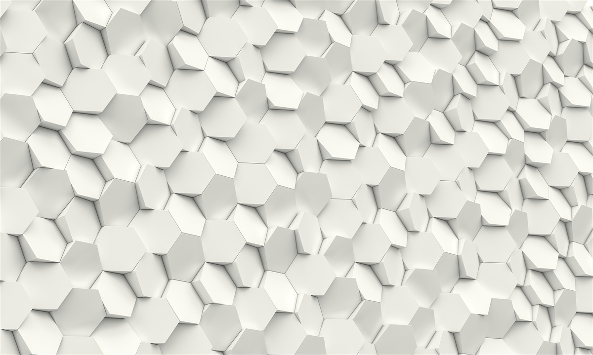Fototapeta biało-szare sześciokąty z objętością