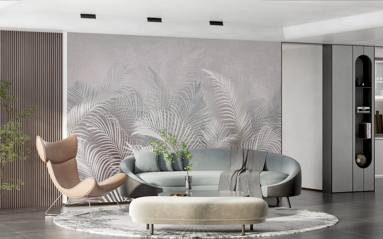 Fototapeta mgła delikatnie otula majestatyczne liście palm