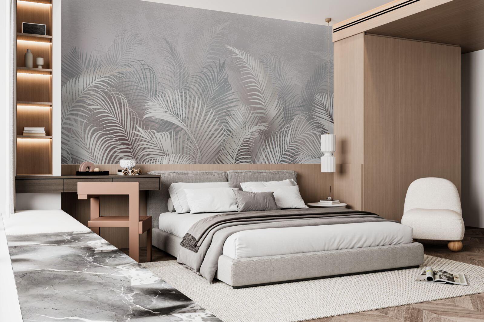 Fototapeta mgła delikatnie otula majestatyczne liście palm