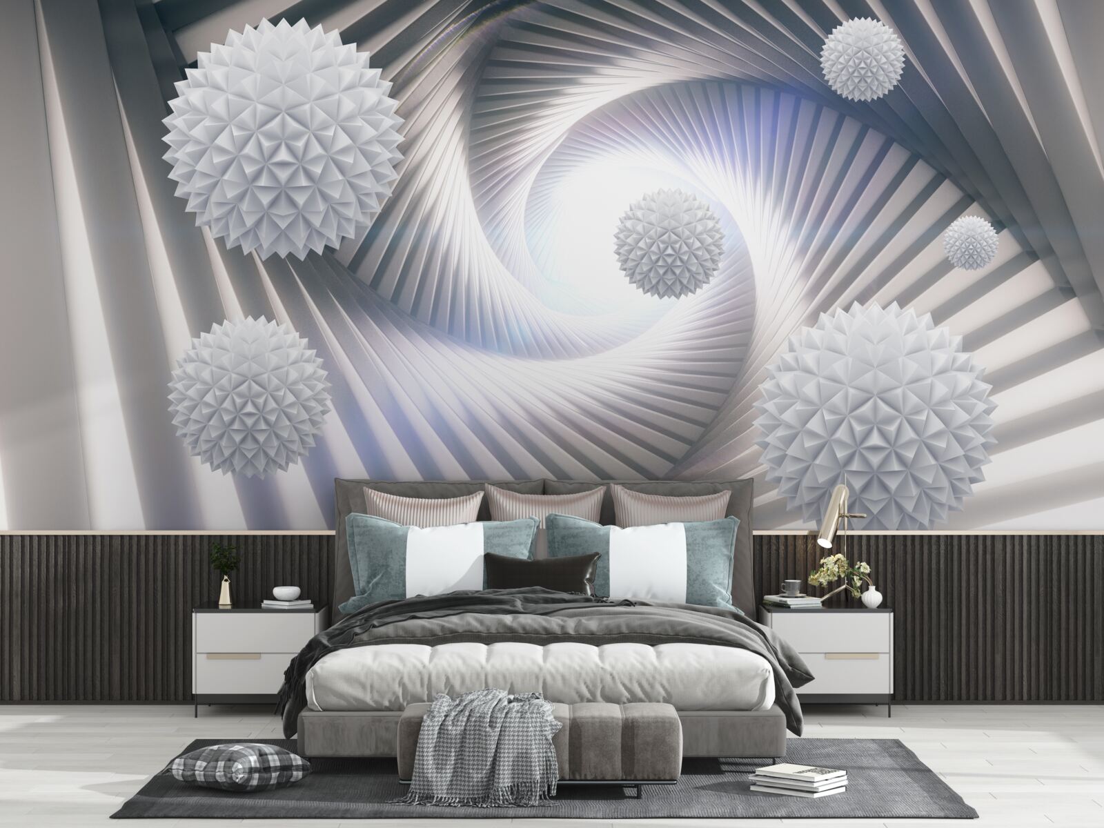 Fototapeta koronkowy wir schodkowych białych kul