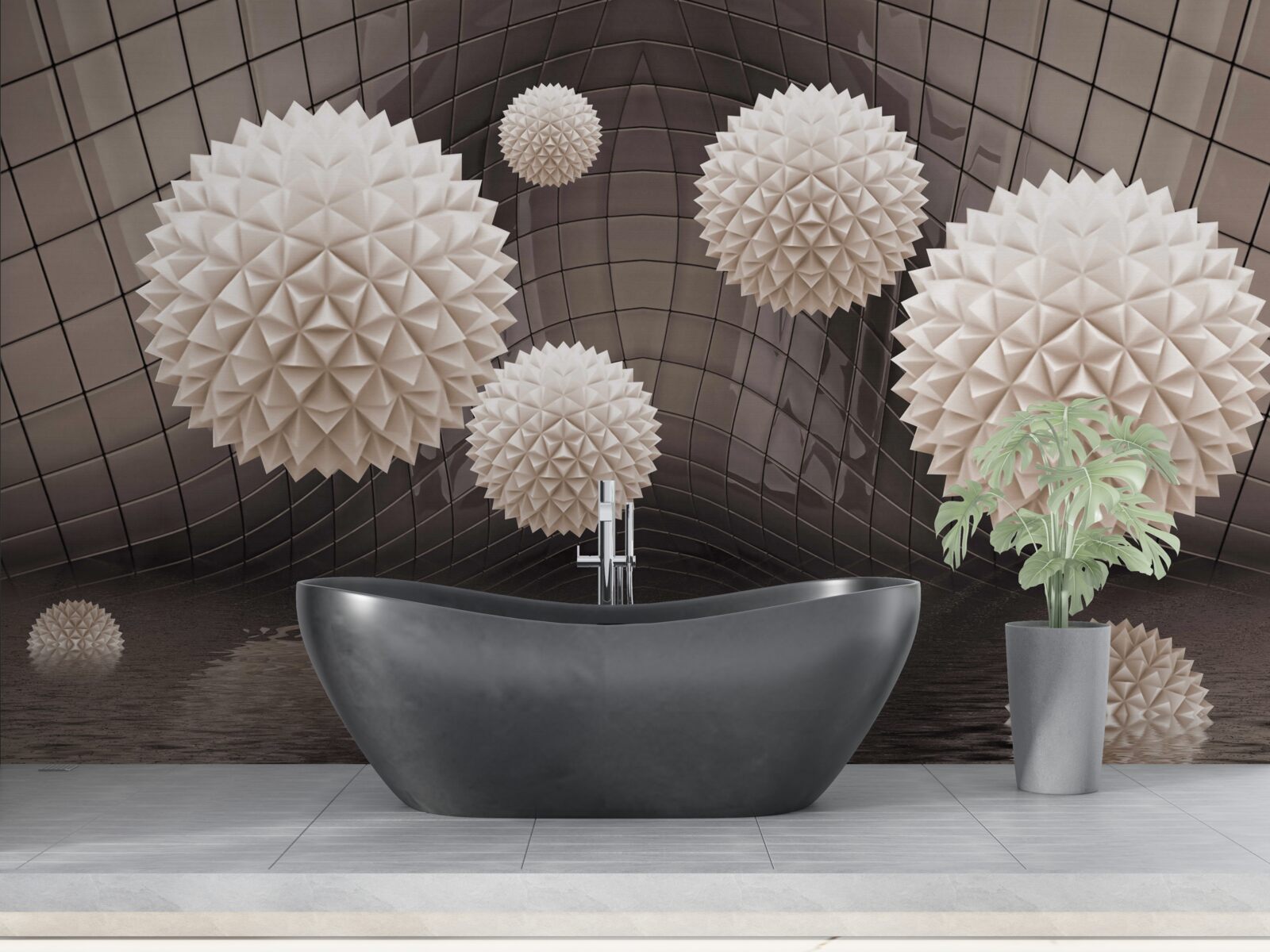 Fototapeta ostre kulki unoszące się w powietrzu w kolorze jasnoróżowym