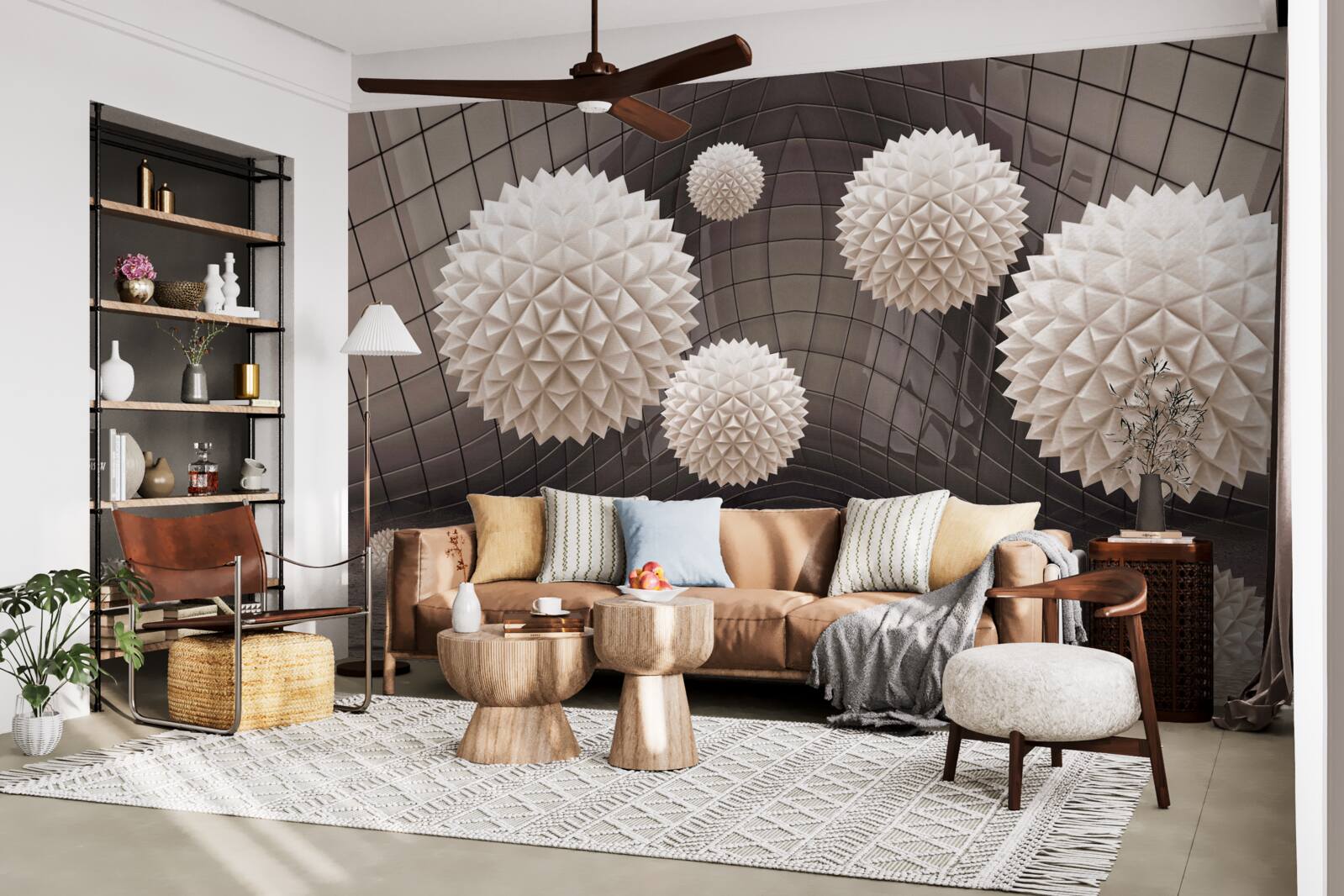 Fototapeta ostre kulki unoszące się w powietrzu w kolorze jasnoróżowym