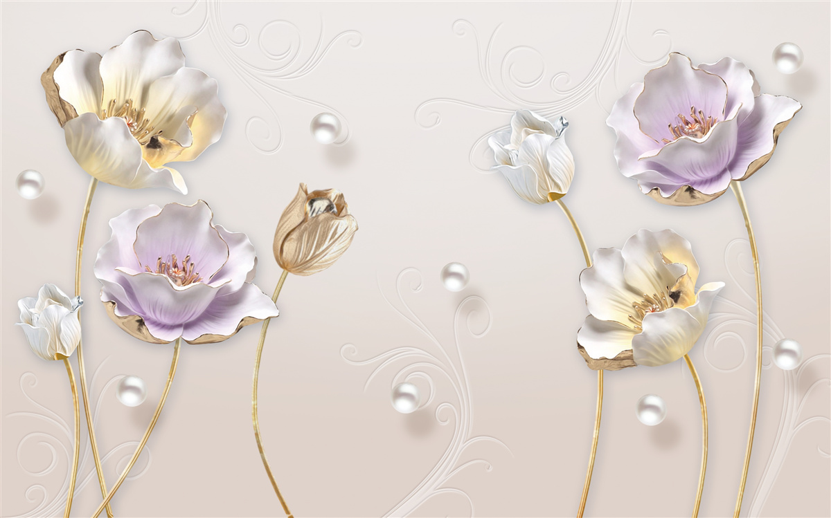 Fototapeta eleganckie kwiaty z masą perłową