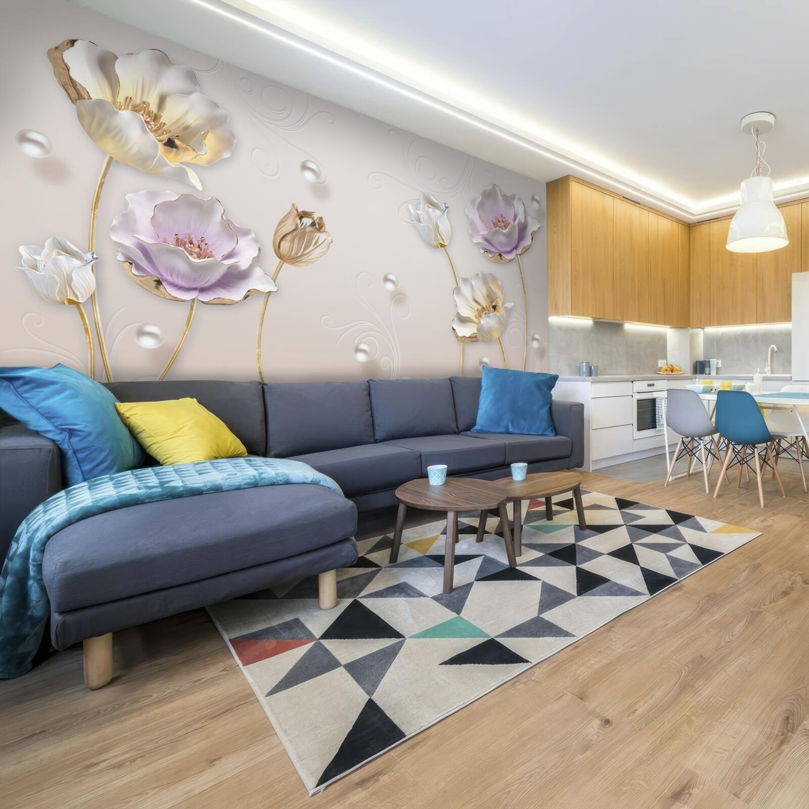 Fototapeta eleganckie kwiaty z masą perłową