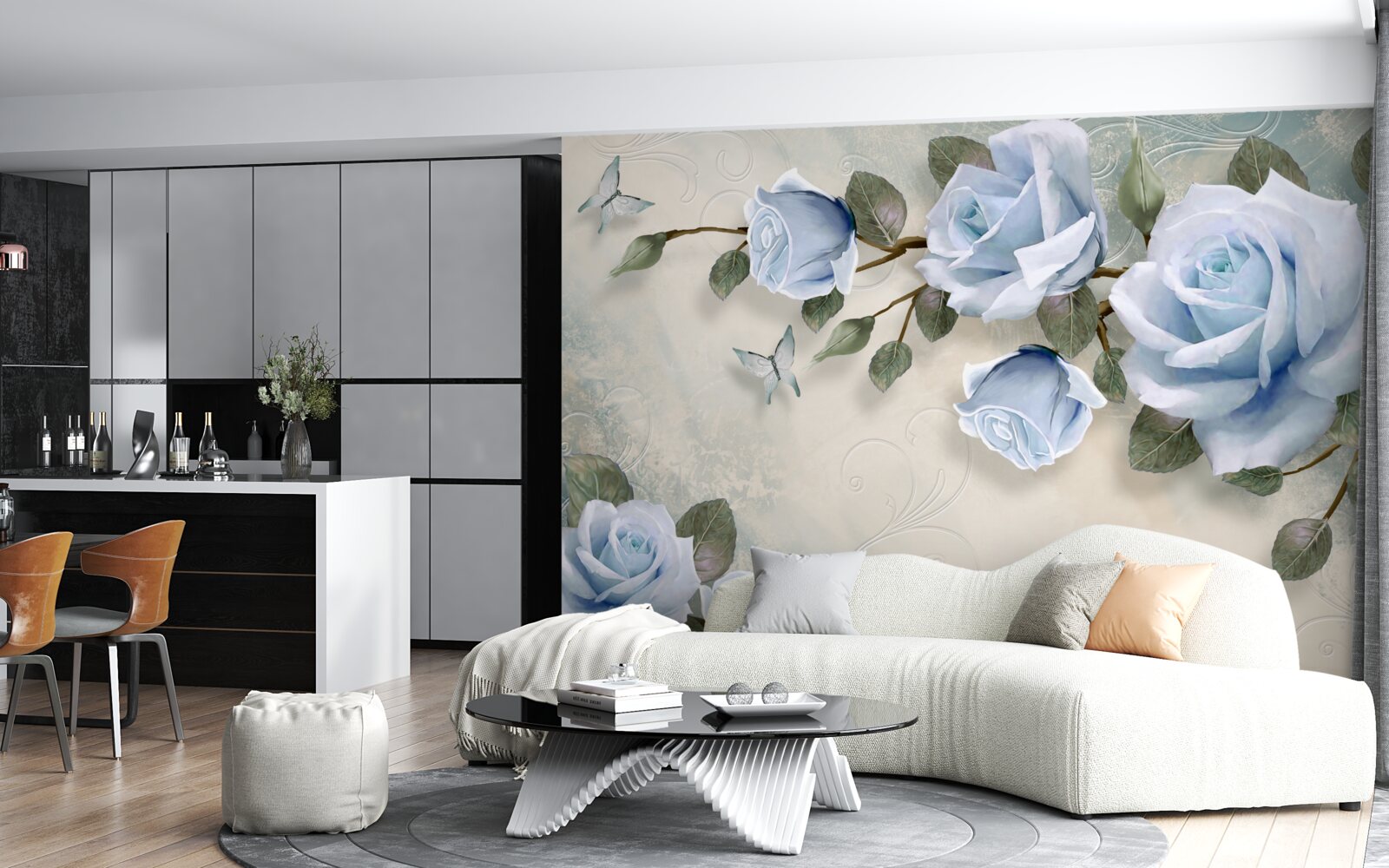 Fototapeta pełen wdzięku pąki jasnej róży na łodydze