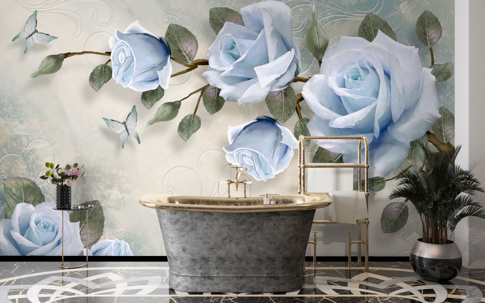 Fototapeta pełen wdzięku pąki jasnej róży na łodydze