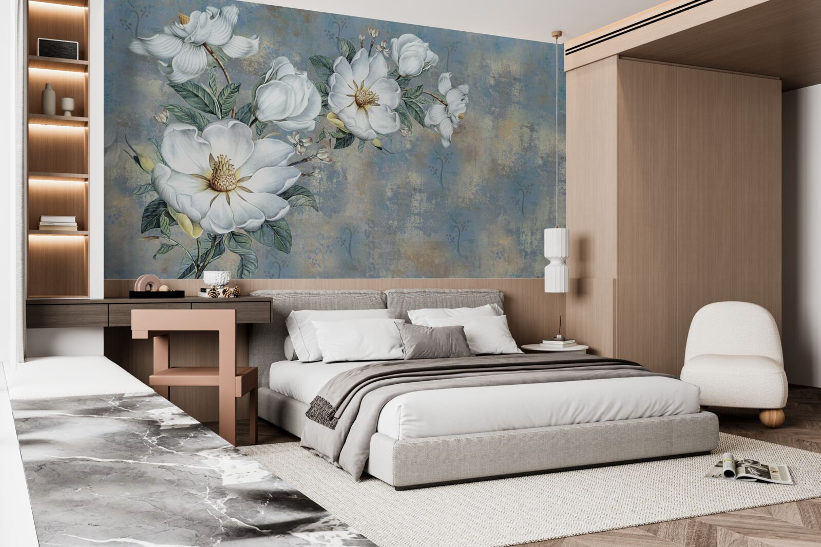 Fototapeta pąki białej lilii spoczywają na powierzchni wody