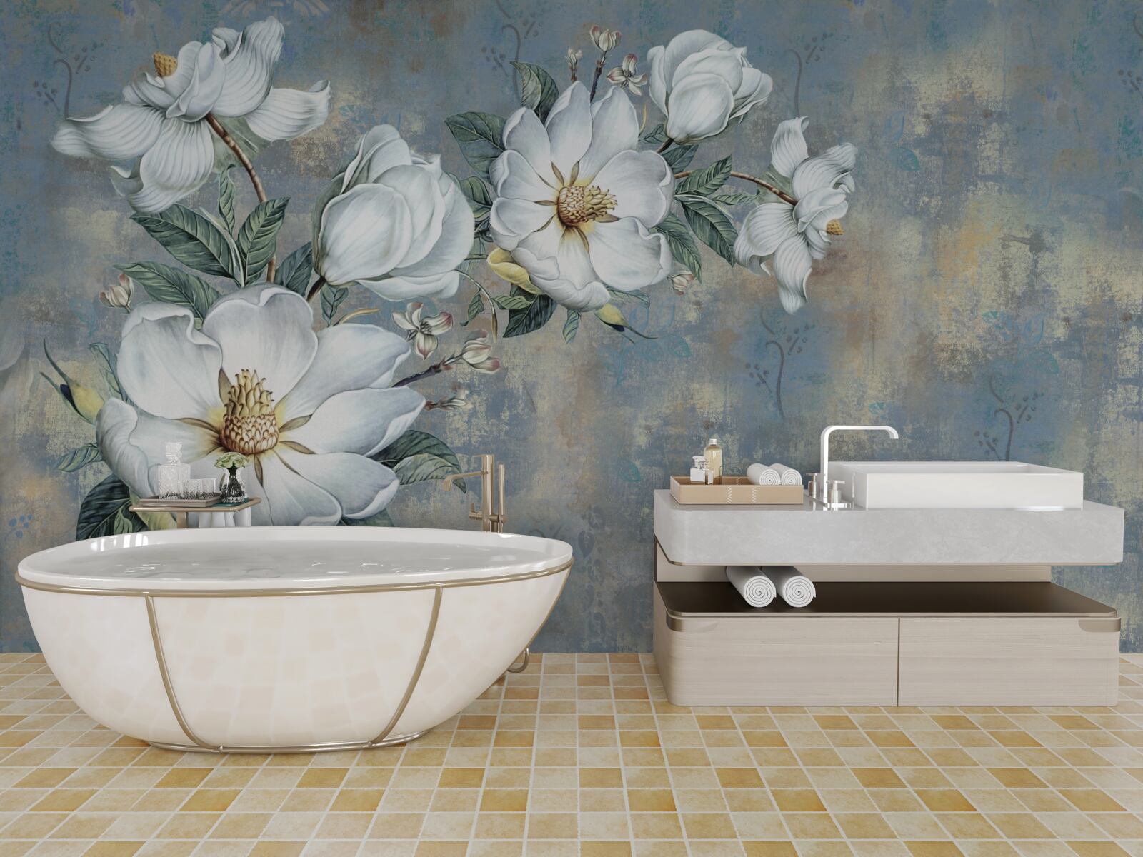 Fototapeta pąki białej lilii spoczywają na powierzchni wody