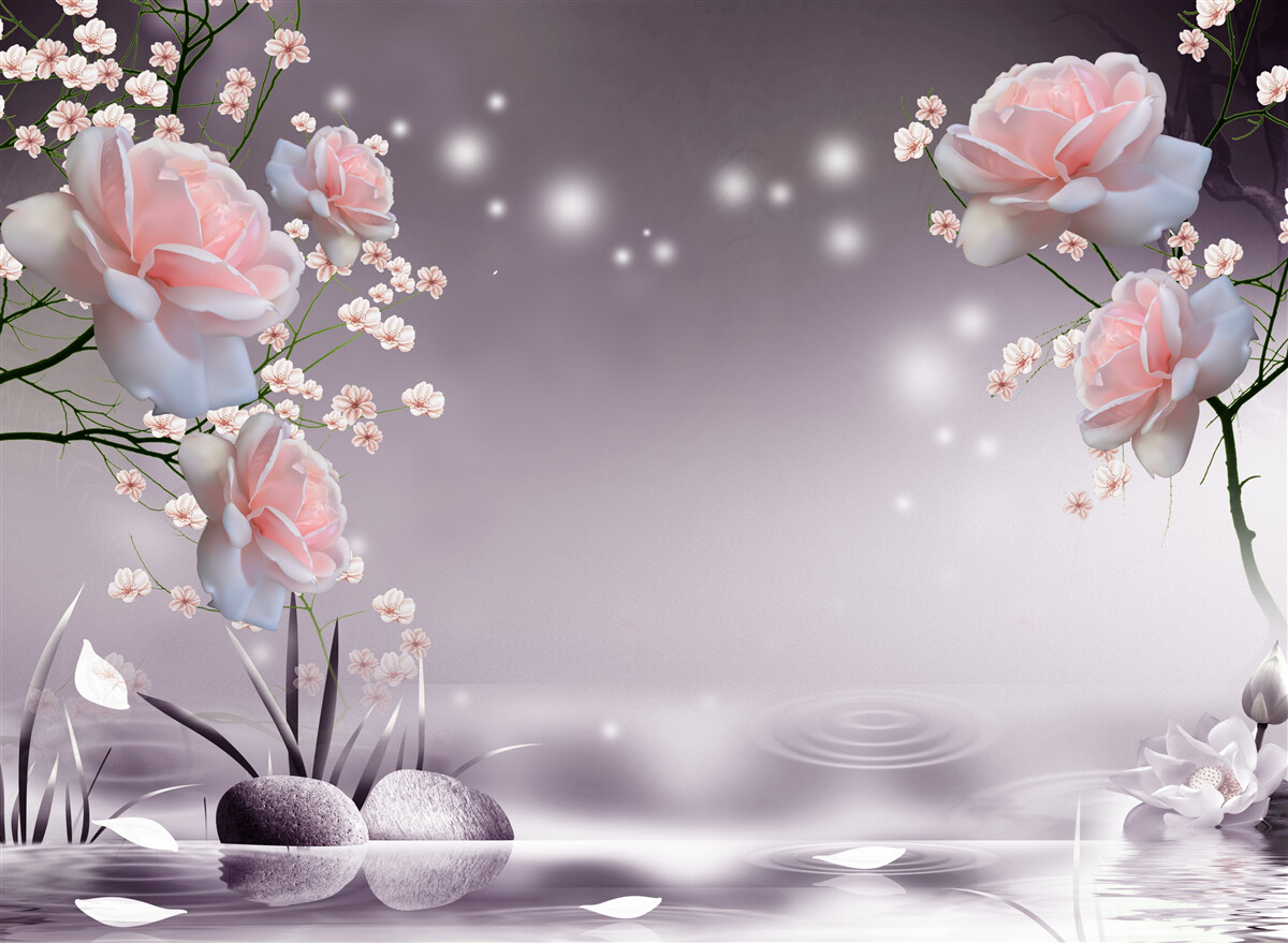 Fototapeta jasnoróżowe kwiaty są przedstawione na abstrakcyjnym tle