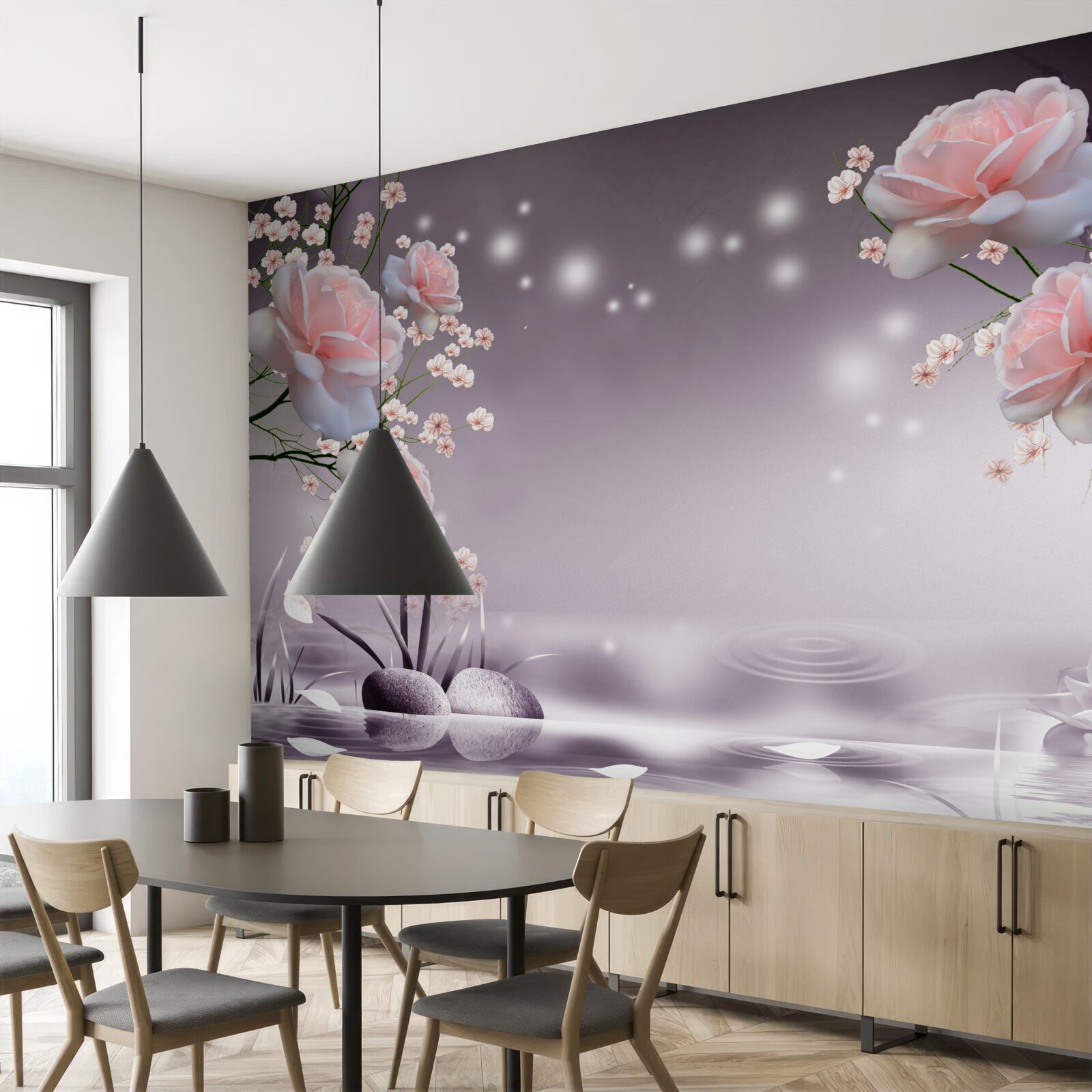 Fototapeta jasnoróżowe kwiaty są przedstawione na abstrakcyjnym tle