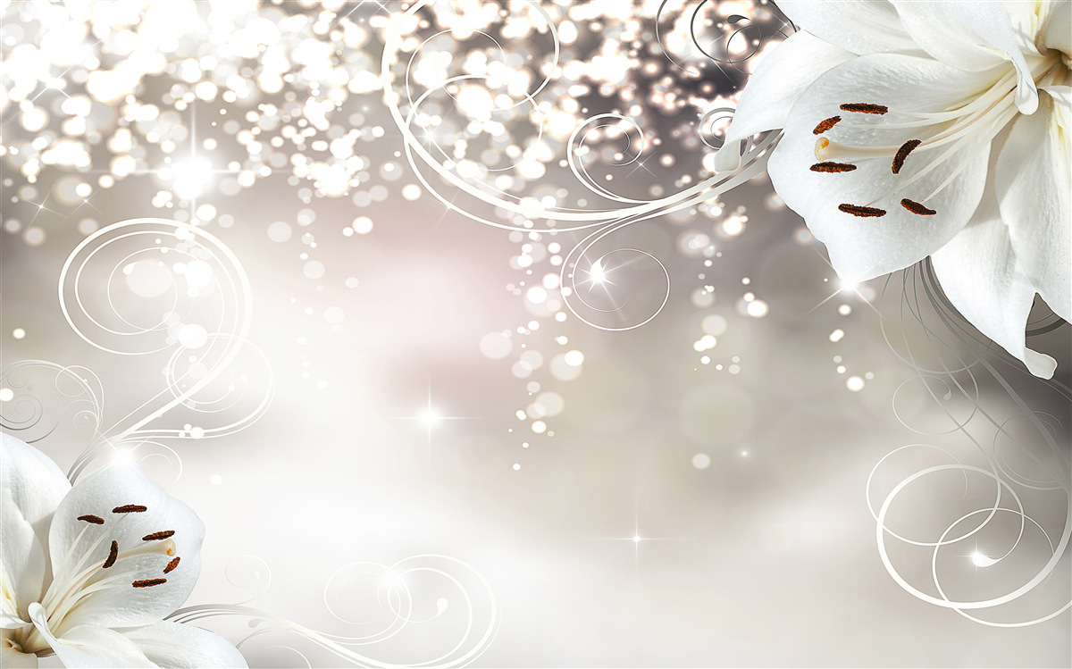 Fototapeta Świecące tło i szkarłatne lilie