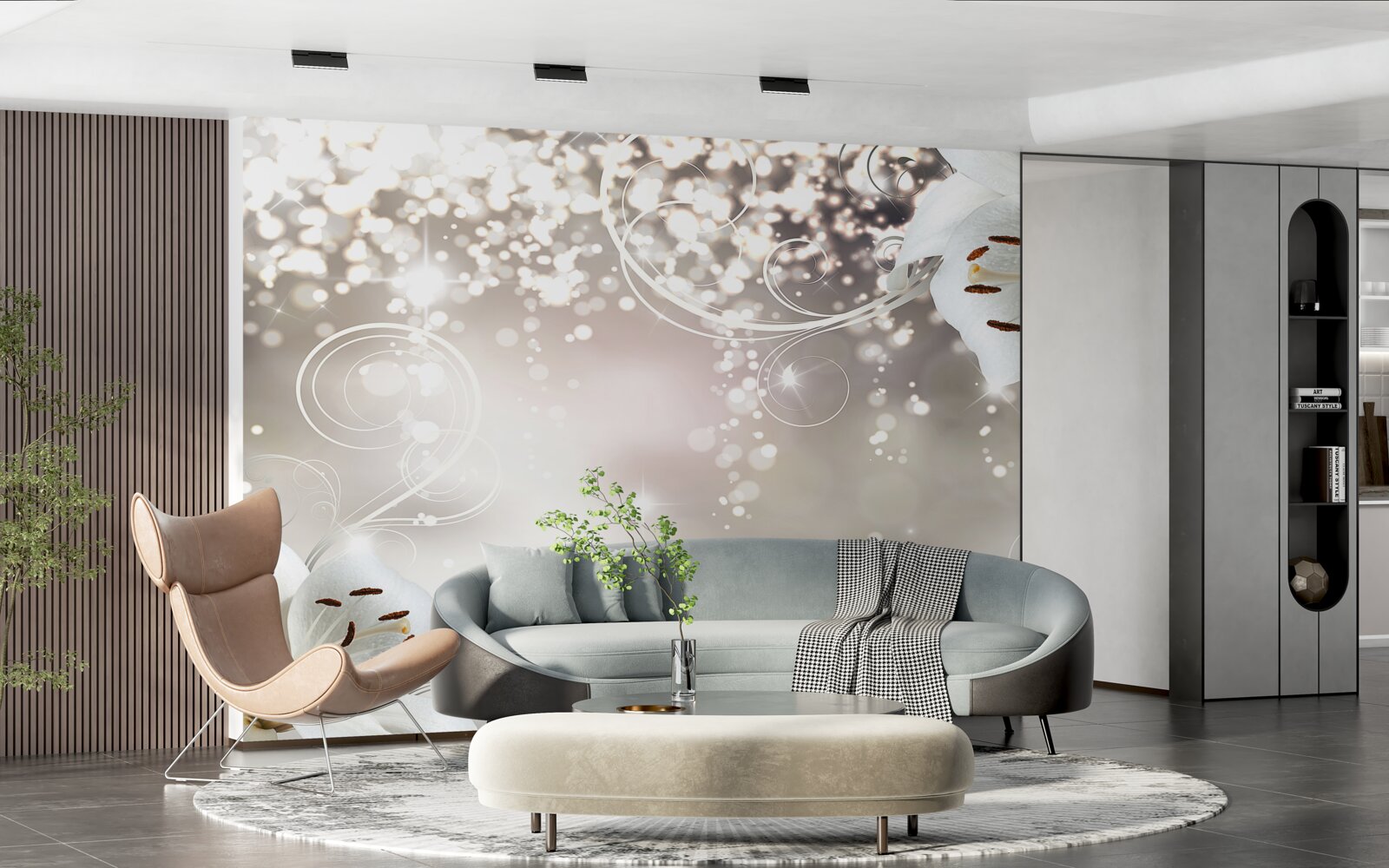 Fototapeta Świecące tło i szkarłatne lilie