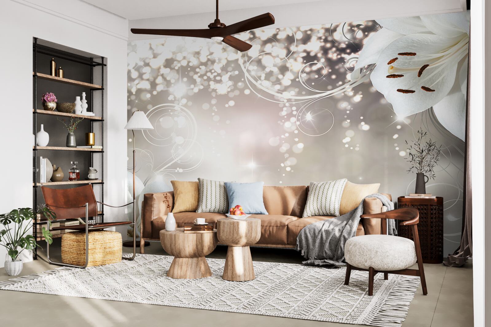 Fototapeta Świecące tło i szkarłatne lilie