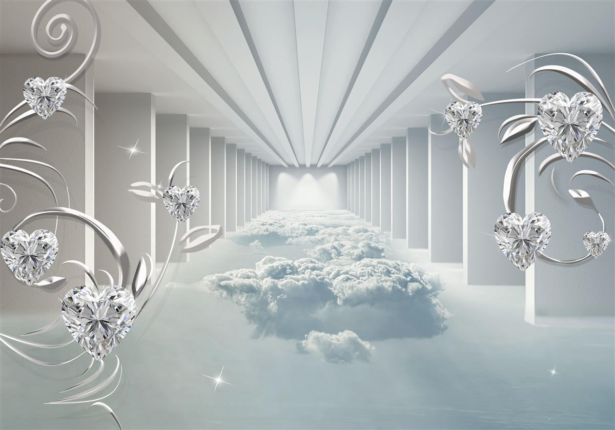 Fototapeta długi biały korytarz