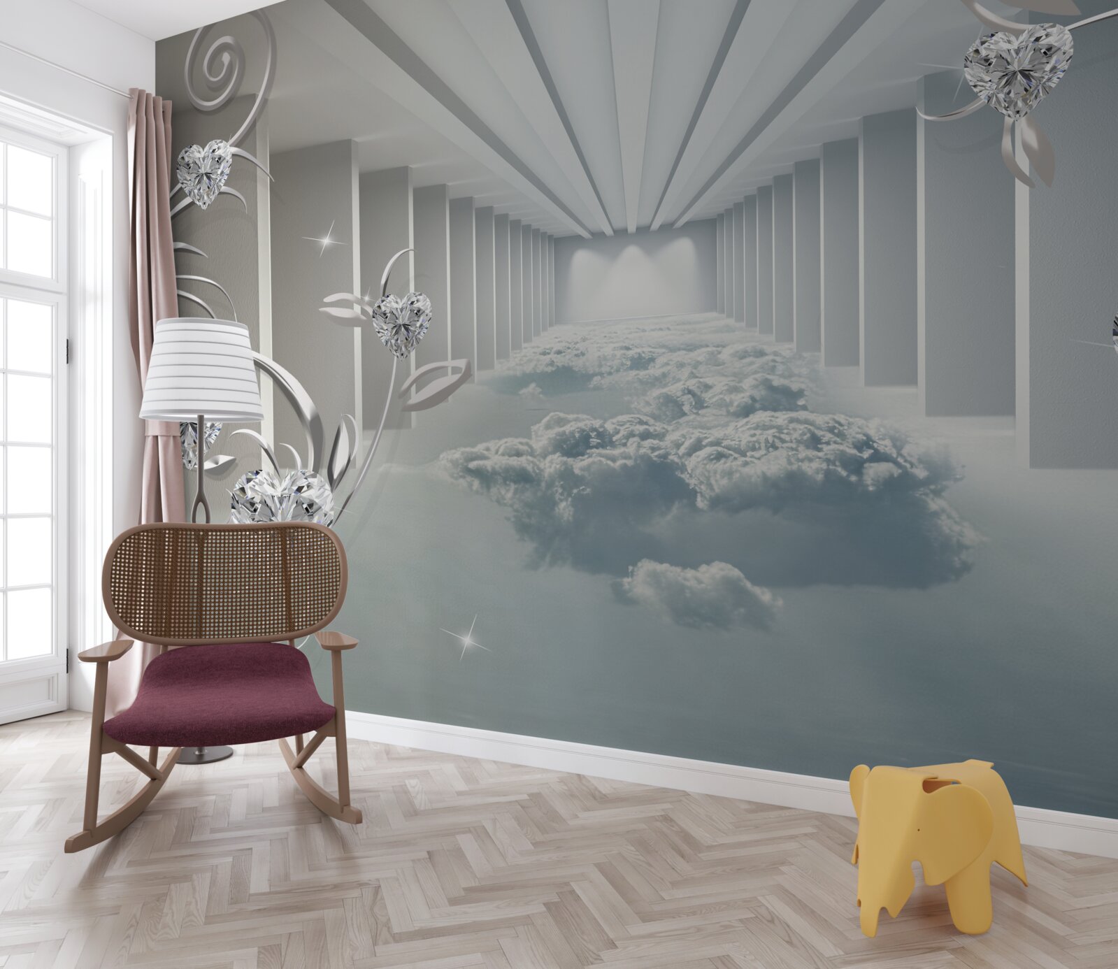 Fototapeta długi biały korytarz