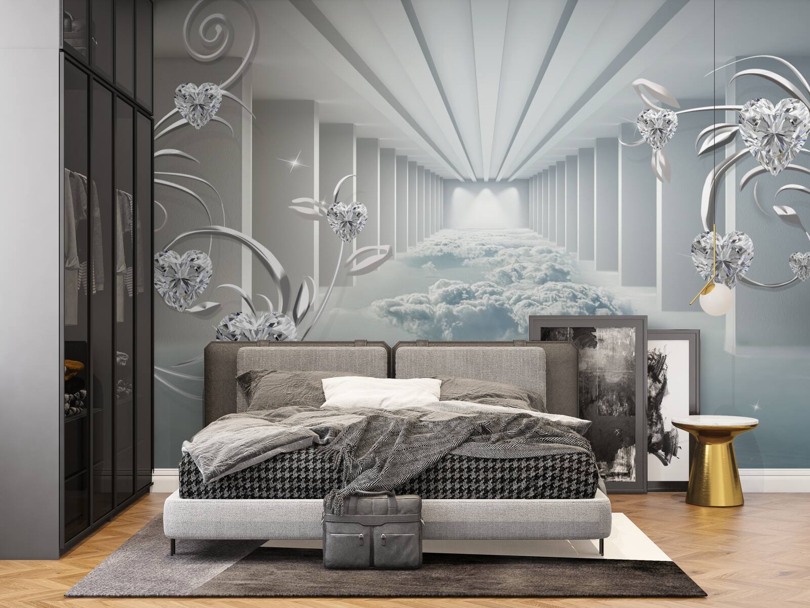 Fototapeta długi biały korytarz