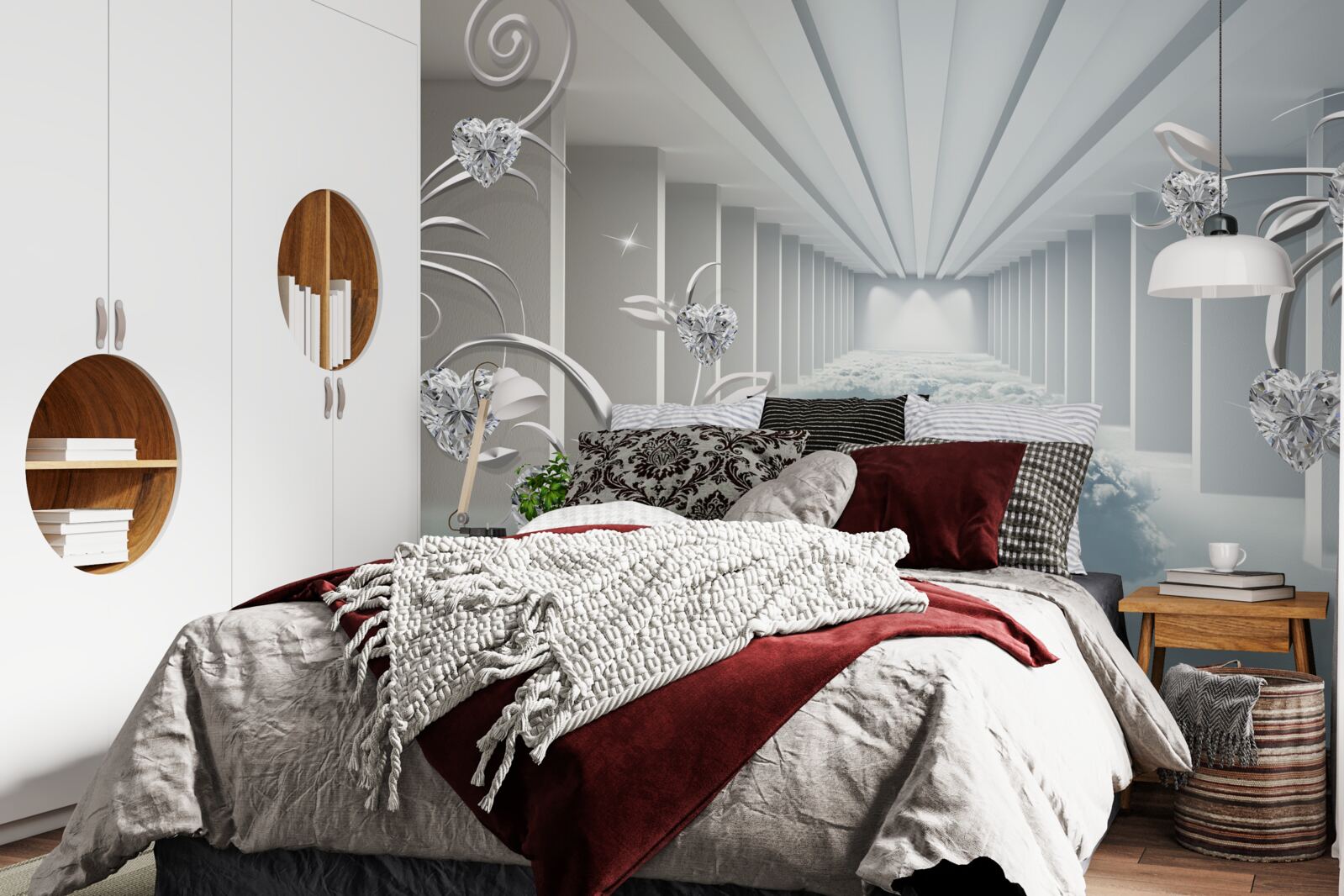 Fototapeta długi biały korytarz