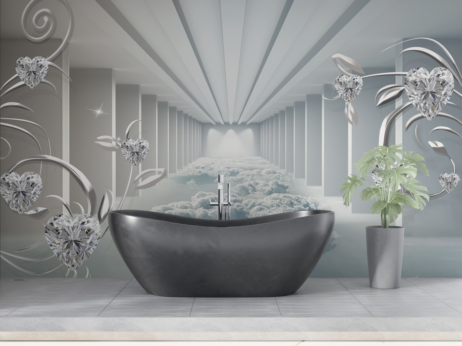 Fototapeta długi biały korytarz