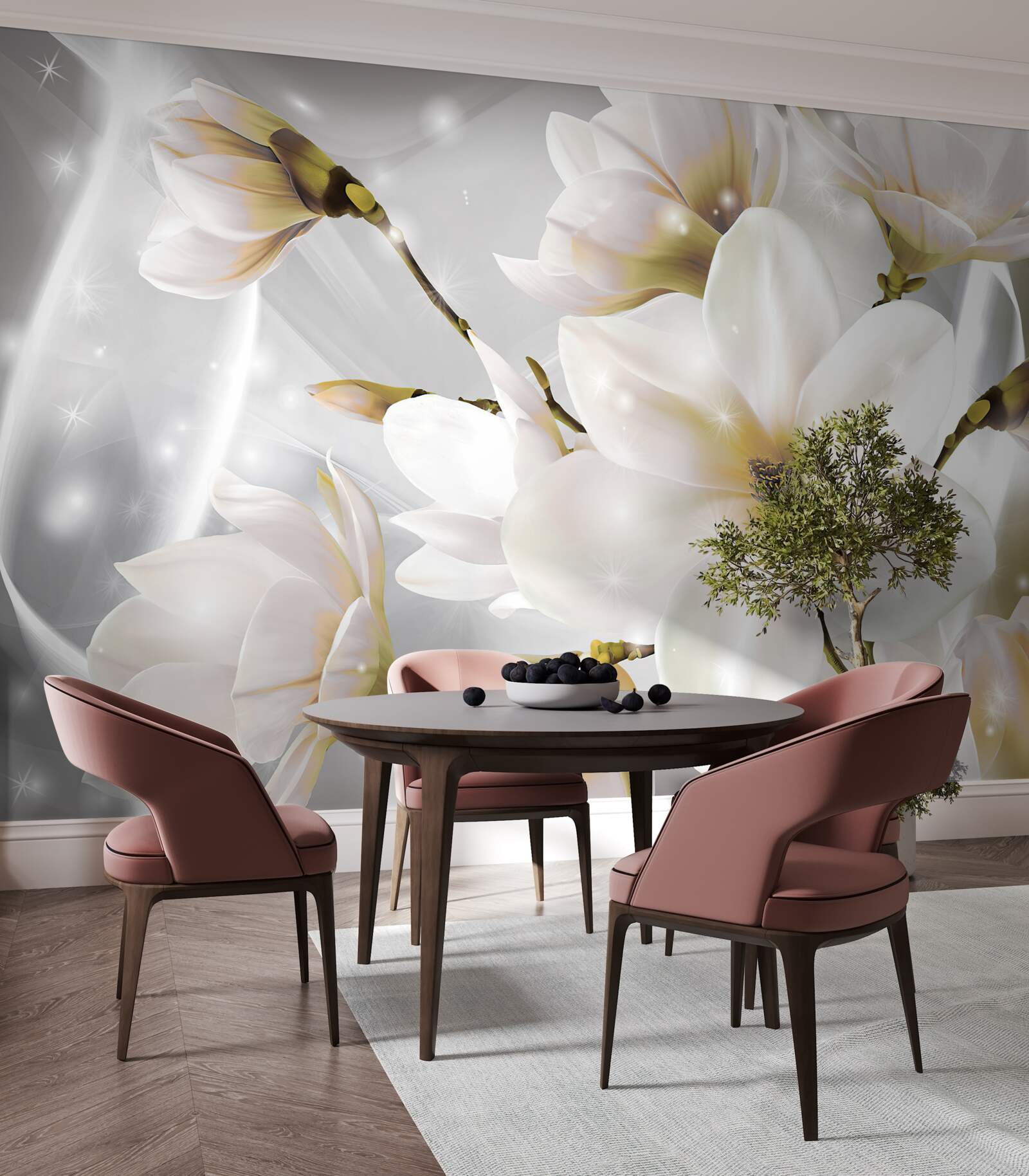 Fototapeta białe kwiaty o niesamowitej wielkości