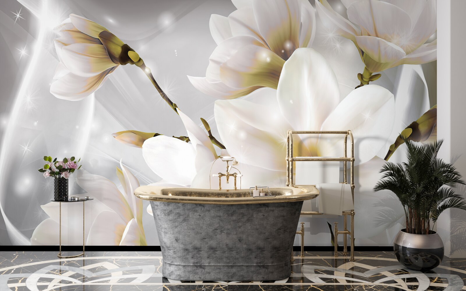 Fototapeta białe kwiaty o niesamowitej wielkości