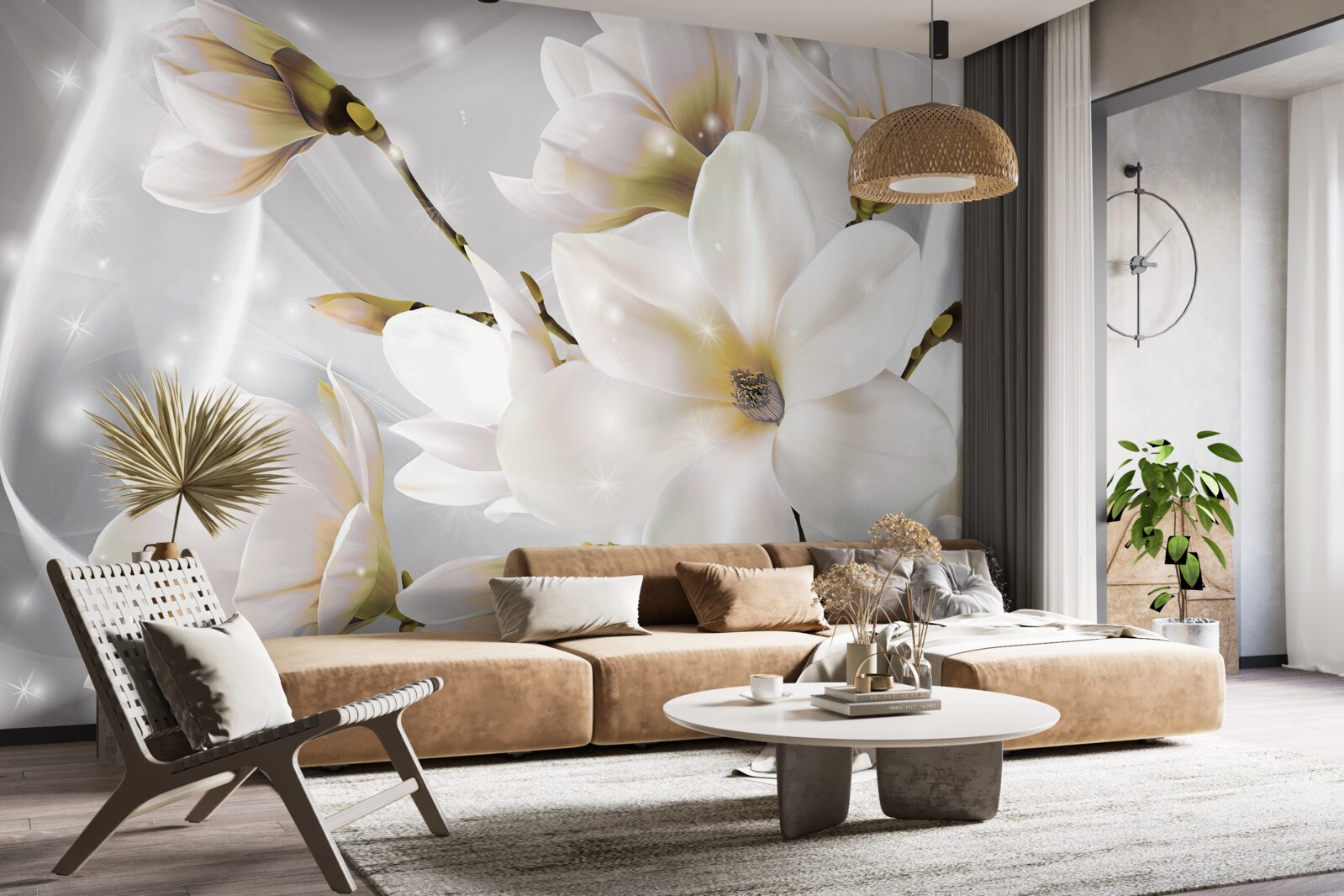 Fototapeta białe kwiaty o niesamowitej wielkości