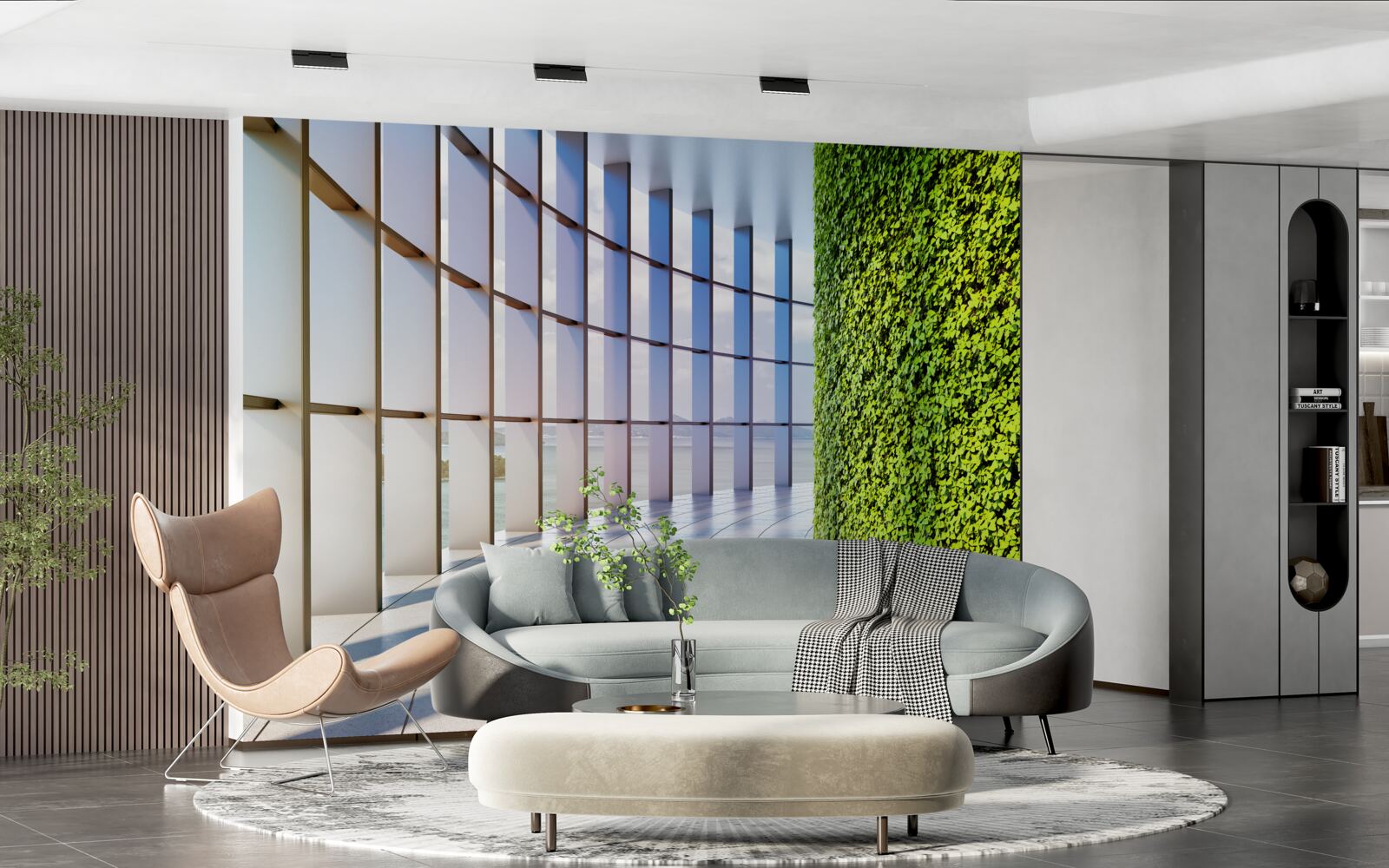 Fototapeta budynek biurowy z zieloną ścianą