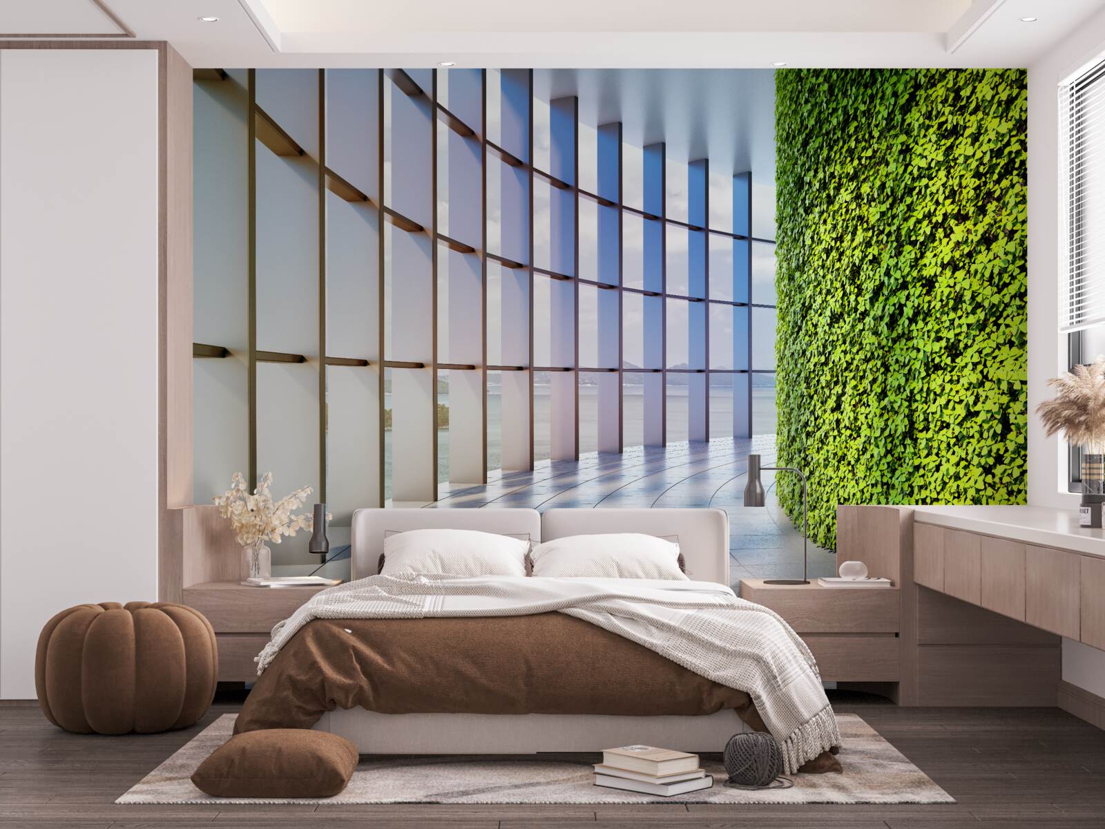 Fototapeta budynek biurowy z zieloną ścianą