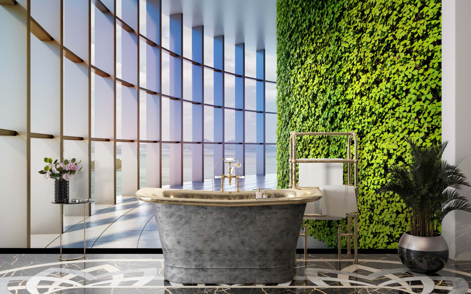 Fototapeta budynek biurowy z zieloną ścianą