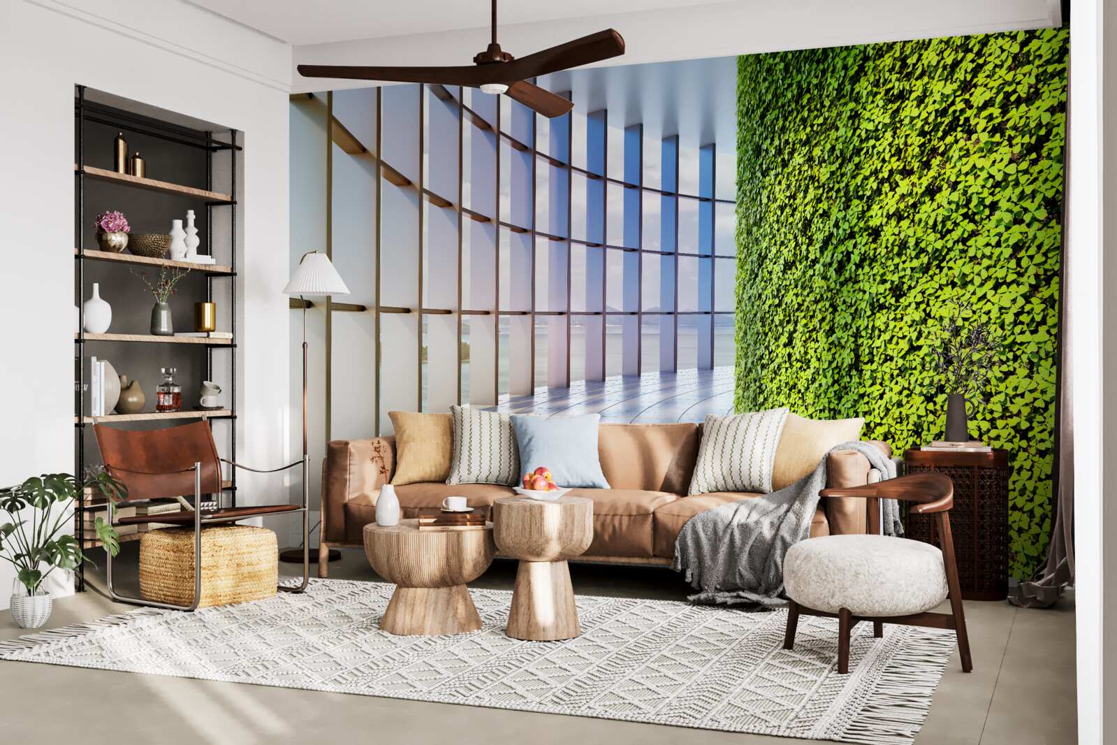 Fototapeta budynek biurowy z zieloną ścianą