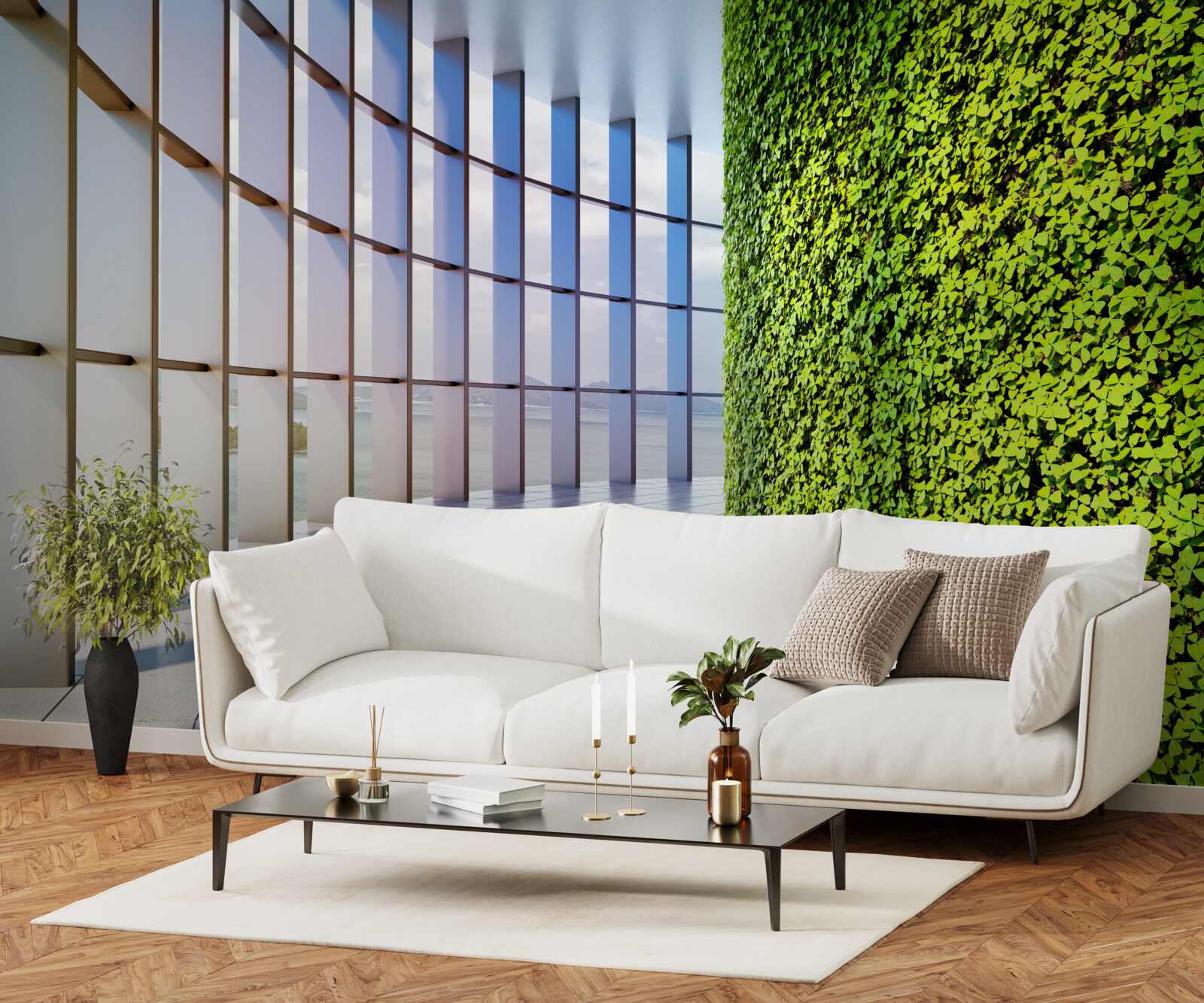 Fototapeta budynek biurowy z zieloną ścianą