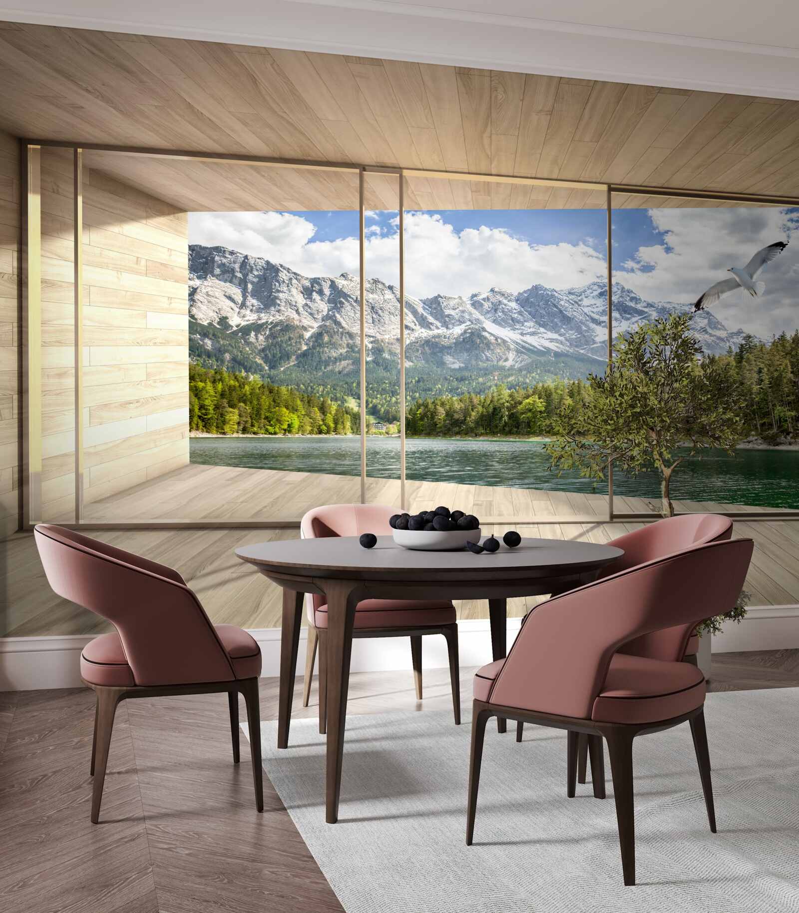 Fototapeta zapierający dech w piersiach krajobraz rzeki i gór