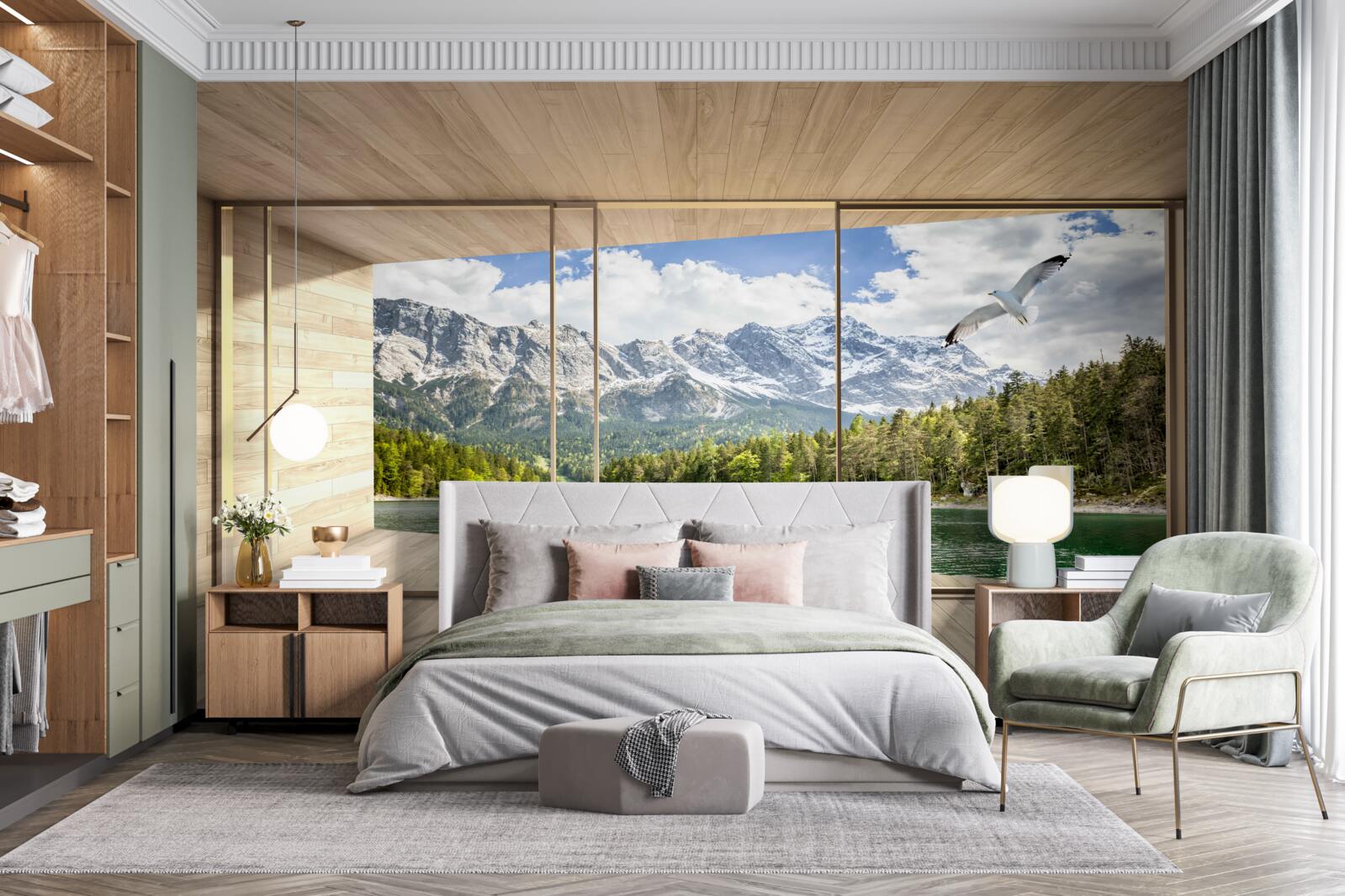 Fototapeta zapierający dech w piersiach krajobraz rzeki i gór