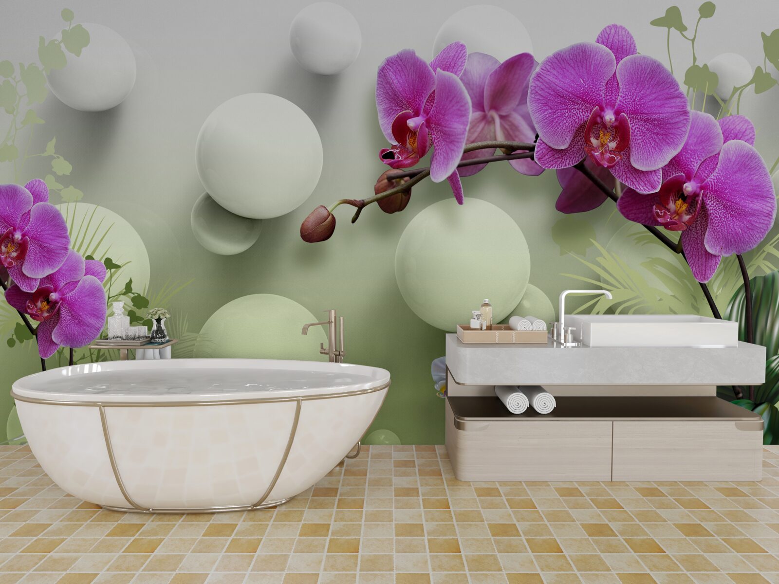 Fototapeta storczyki w odcieniach bieli i fioletu