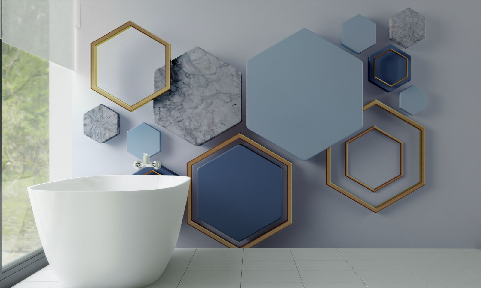 Fototapeta geometryczny abstrakcyjny projekt z sześciokątami