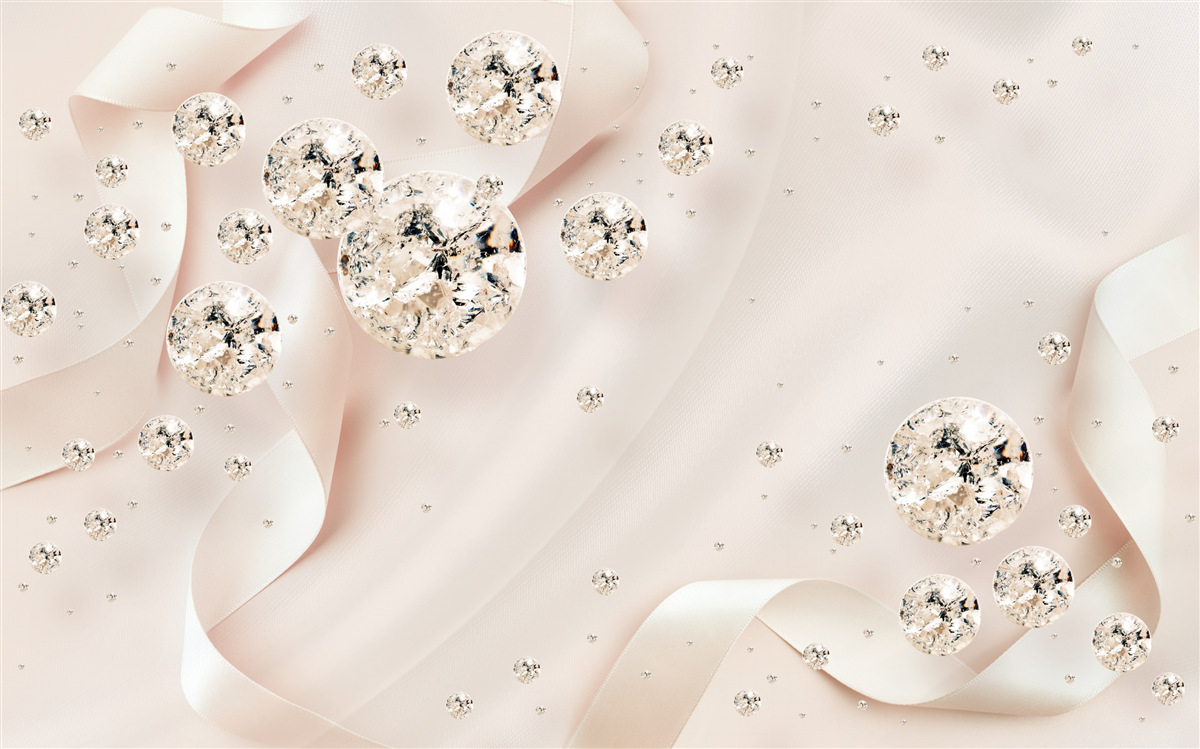 Fototapeta białe diamenty zachwycają na delikatnym różowym tle