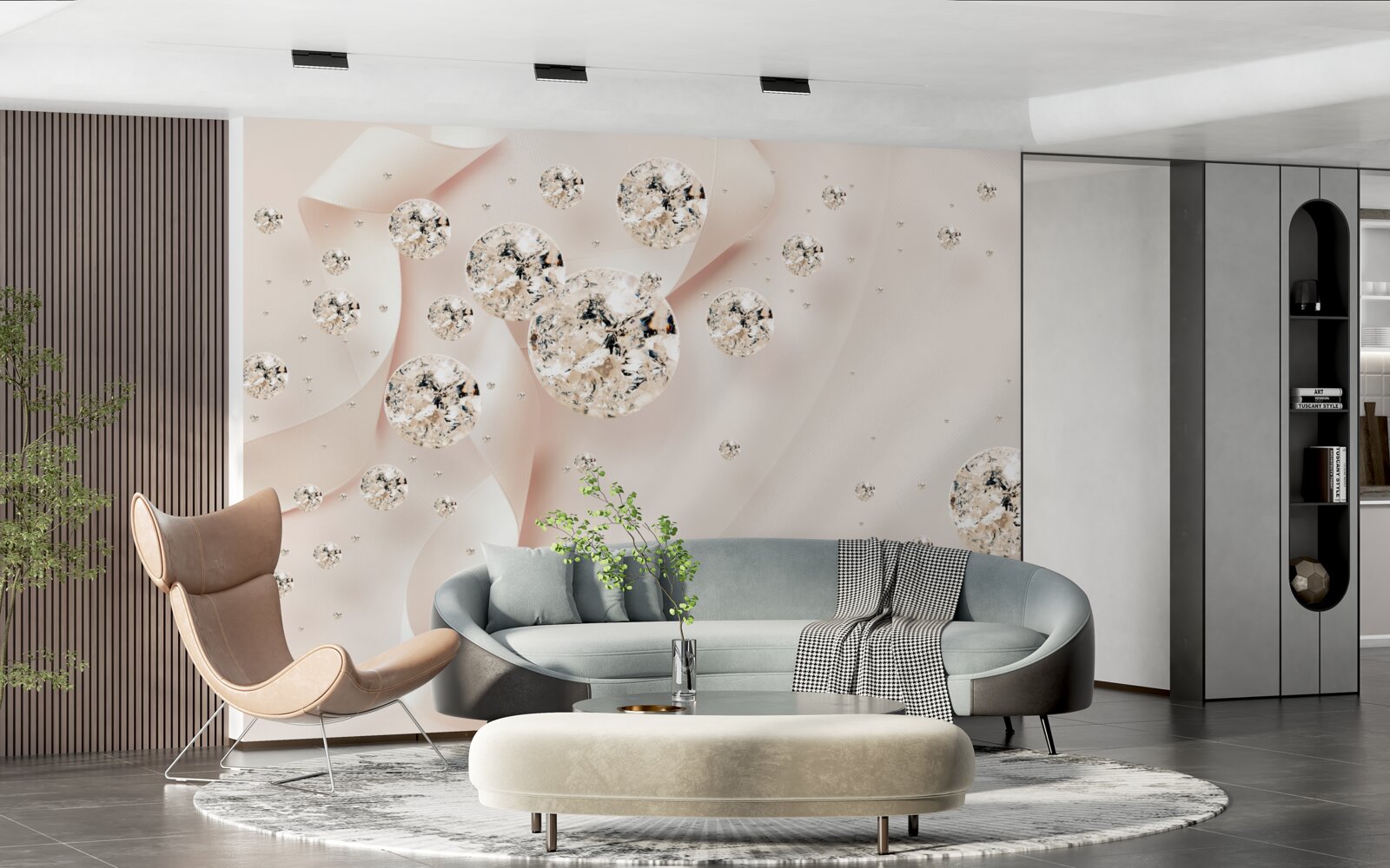 Fototapeta białe diamenty zachwycają na delikatnym różowym tle