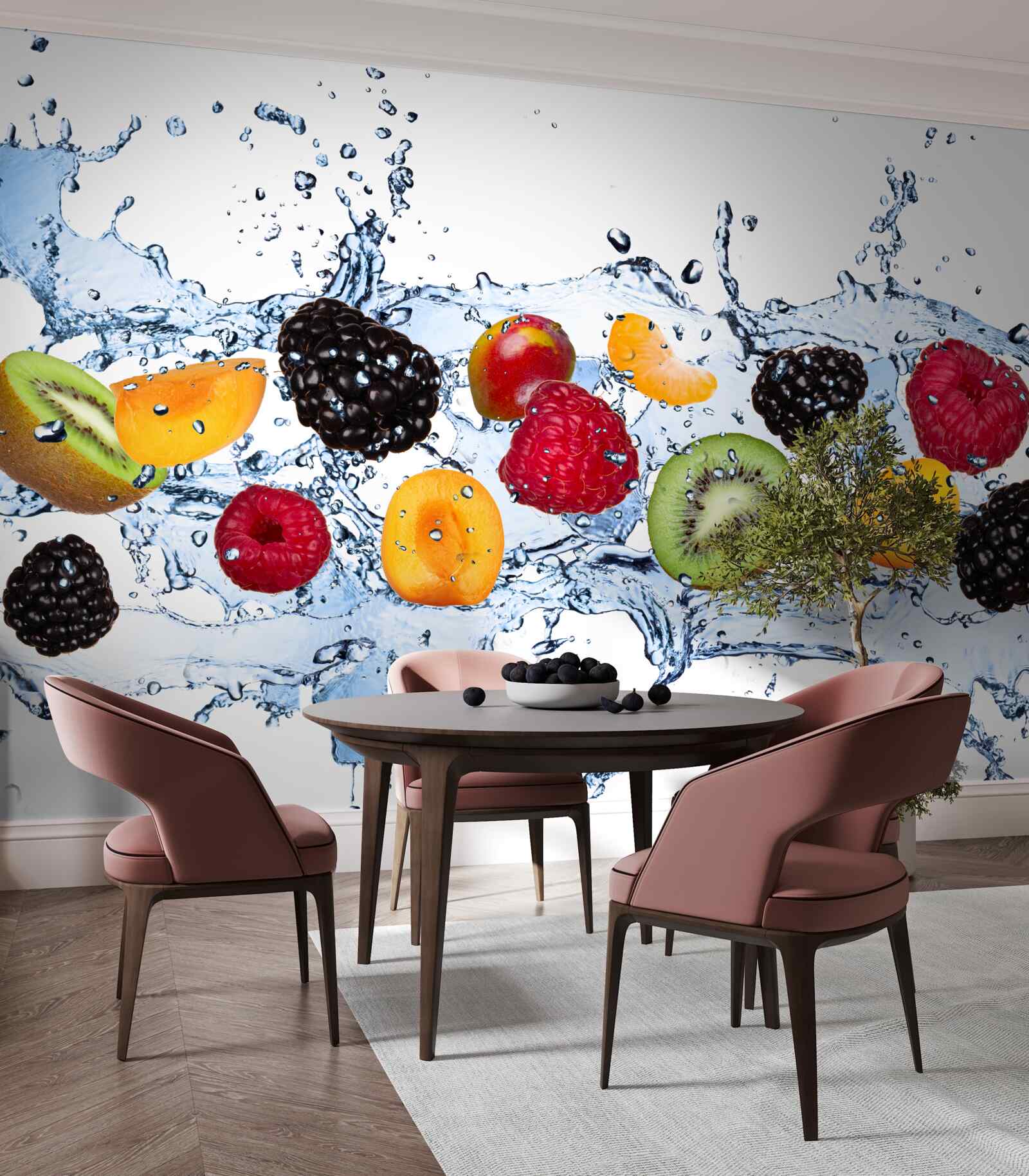 Fototapeta owoce pokrojone na kawałki i pływające w wodzie nasycano wilgocią