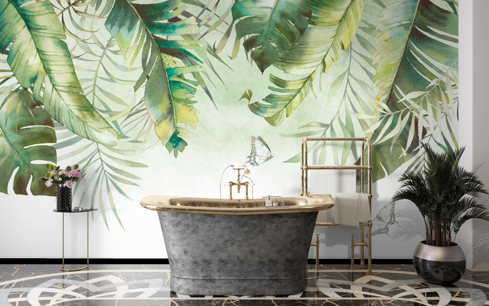 Fototapeta lepidoptera wśród tropikalnych liści