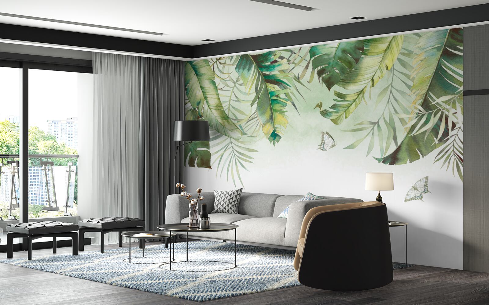 Fototapeta lepidoptera wśród tropikalnych liści