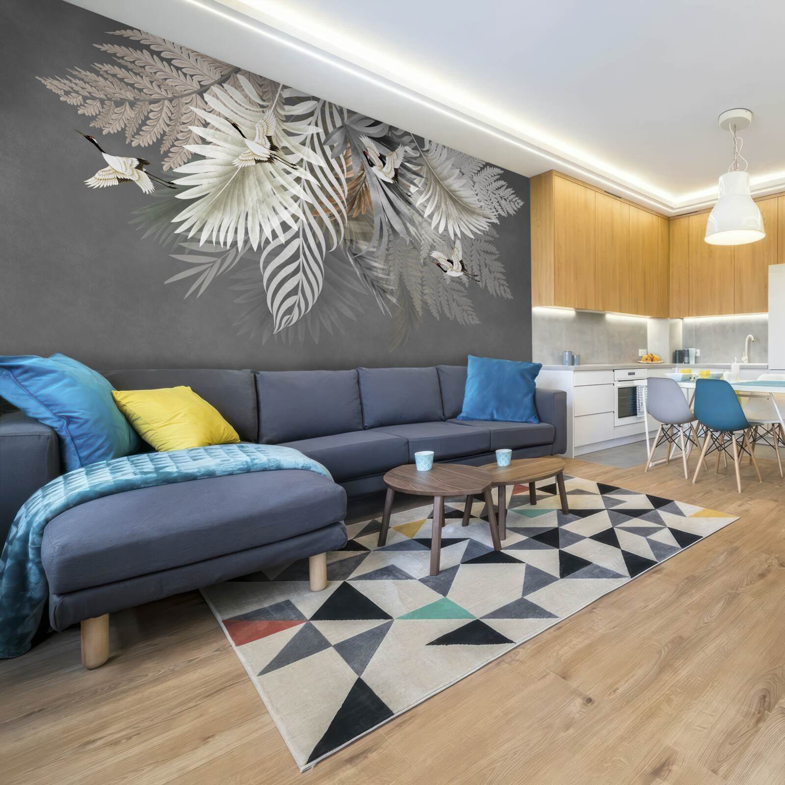 Fototapeta ogromne liście i pierzaste stworzenia