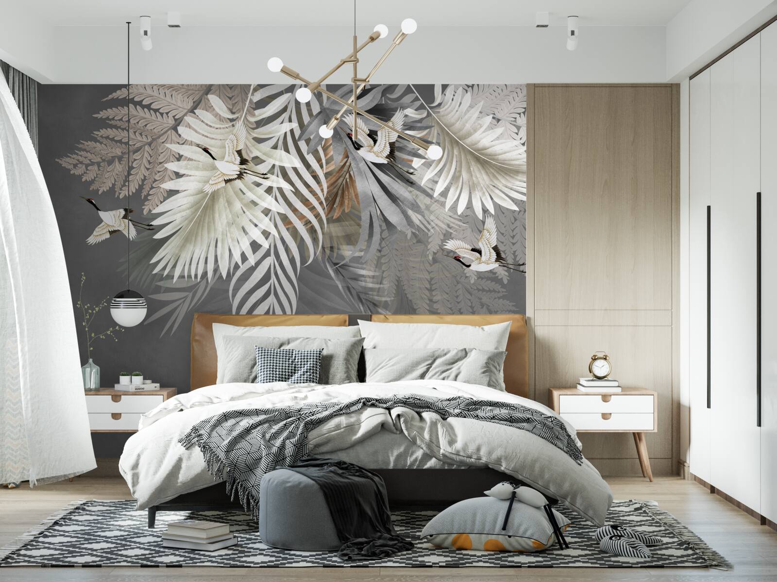 Fototapeta ogromne liście i pierzaste stworzenia