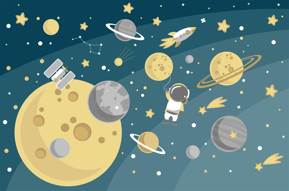 Fototapeta osobowość wśród różnorodności planet w kosmosie