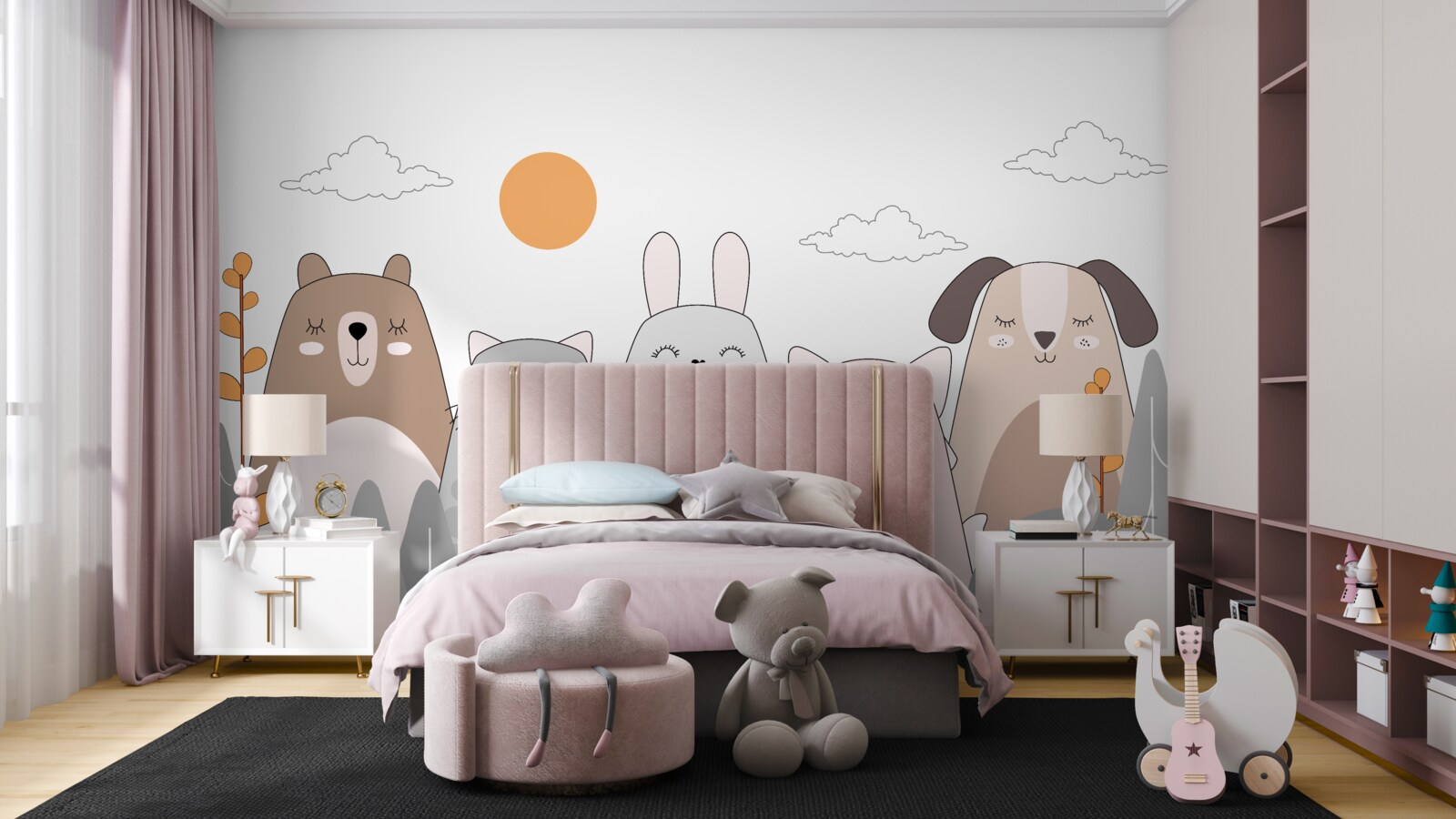 Fototapeta pięć radośnie uśmiechniętych zwierząt