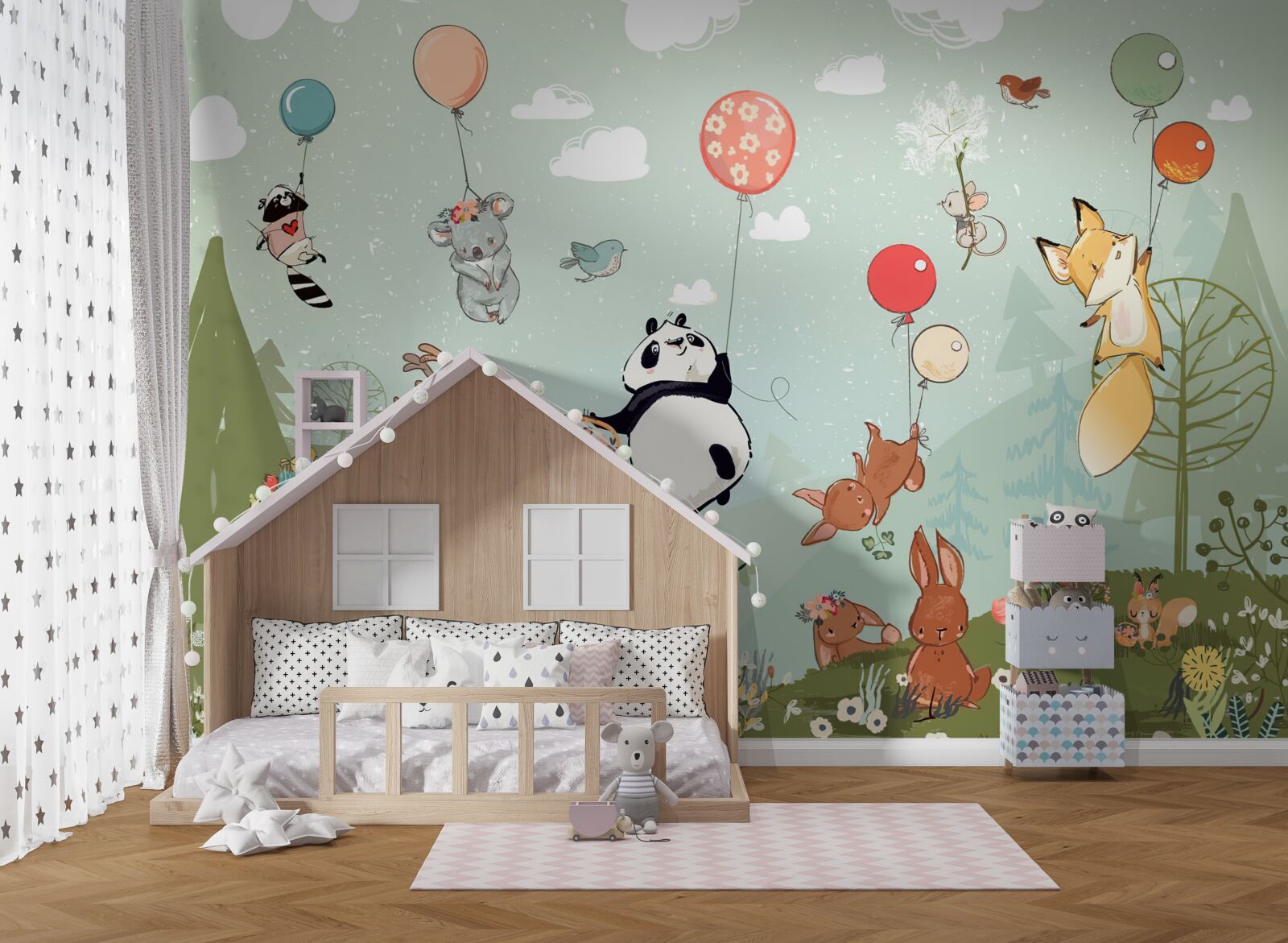 Fototapeta stworzenia natury podróżują balonami