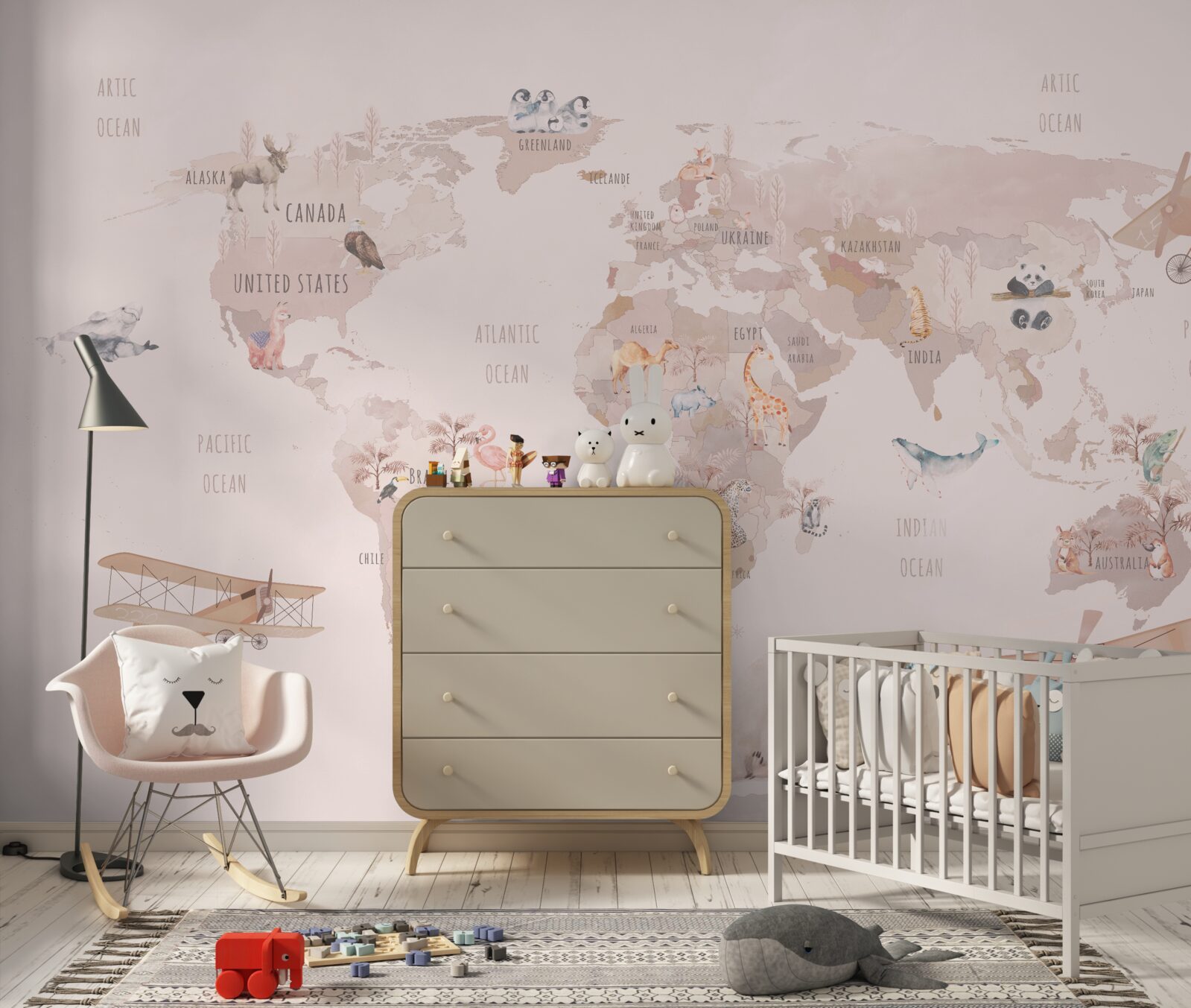 Fototapeta mapa świata bez nasyconych kolorów