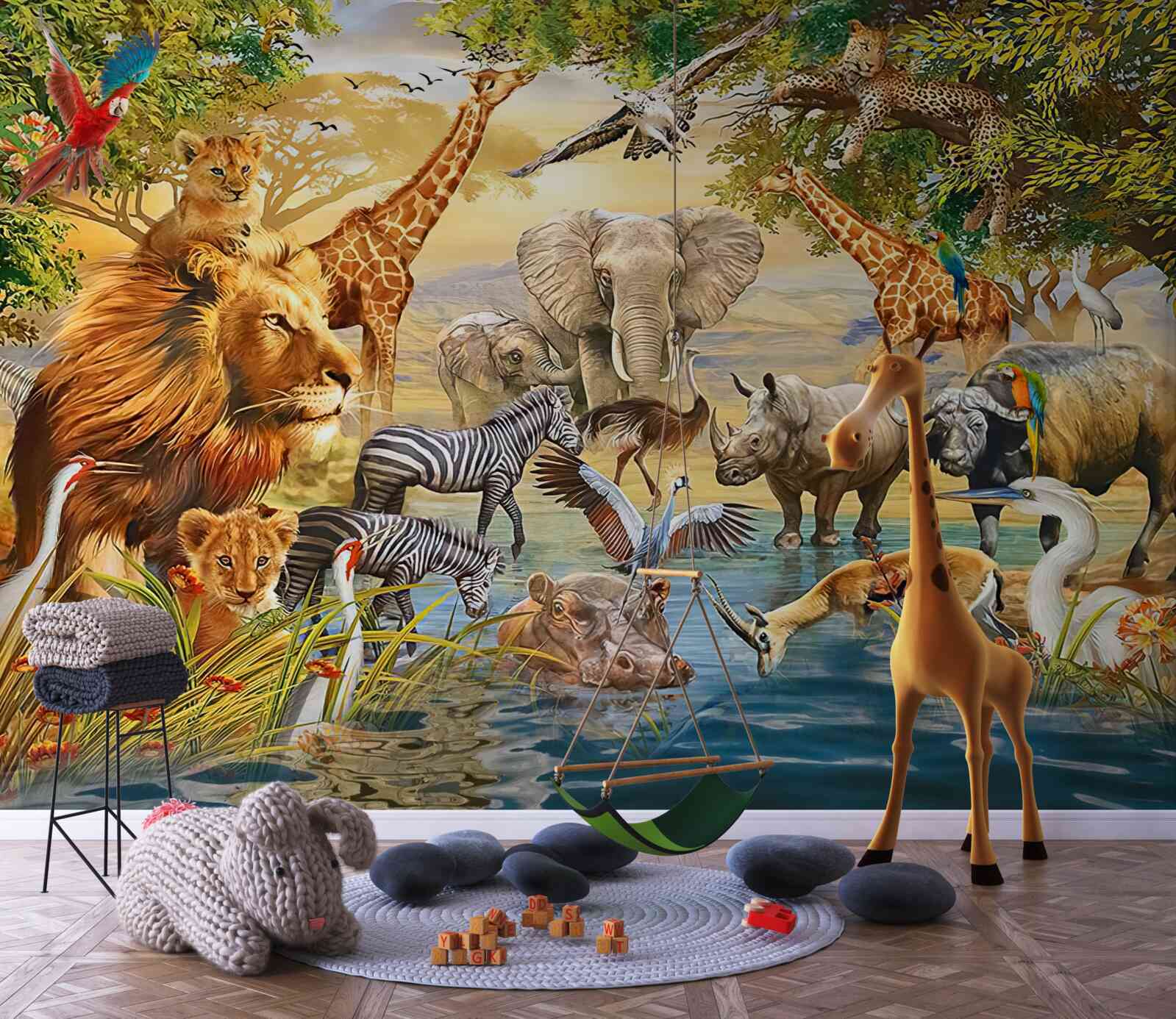 Fototapeta zwierzęta afryki w pobliżu stawu