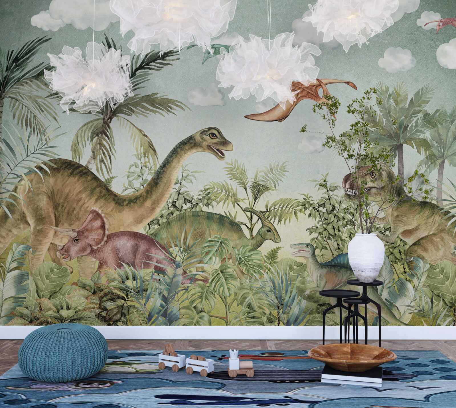 Fototapeta zieleń otacza dinozaury