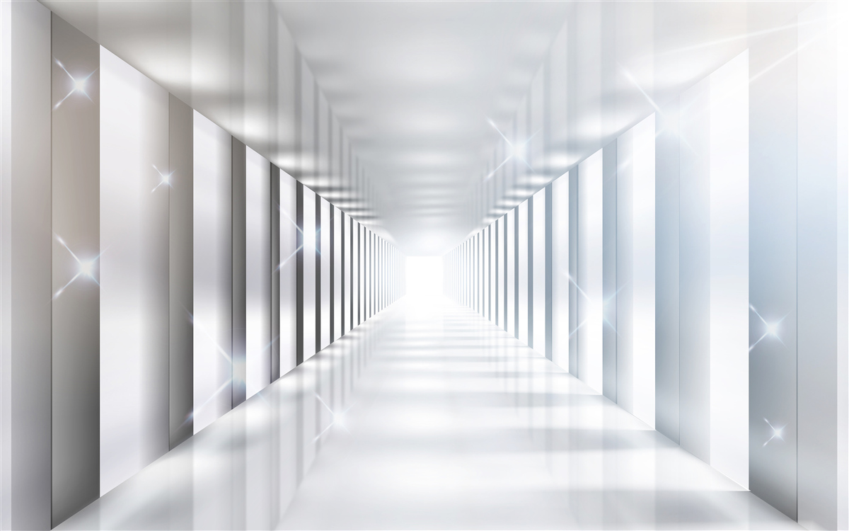 Fototapeta niekończący się tunel wiszący nad miastem